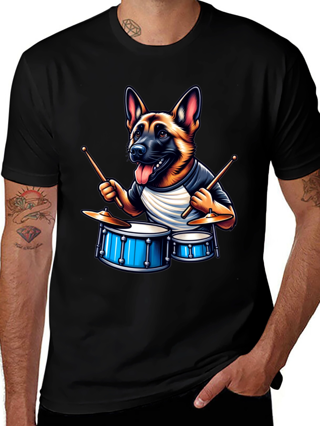 Variant 6 of Drummer Dog Graphic Tee