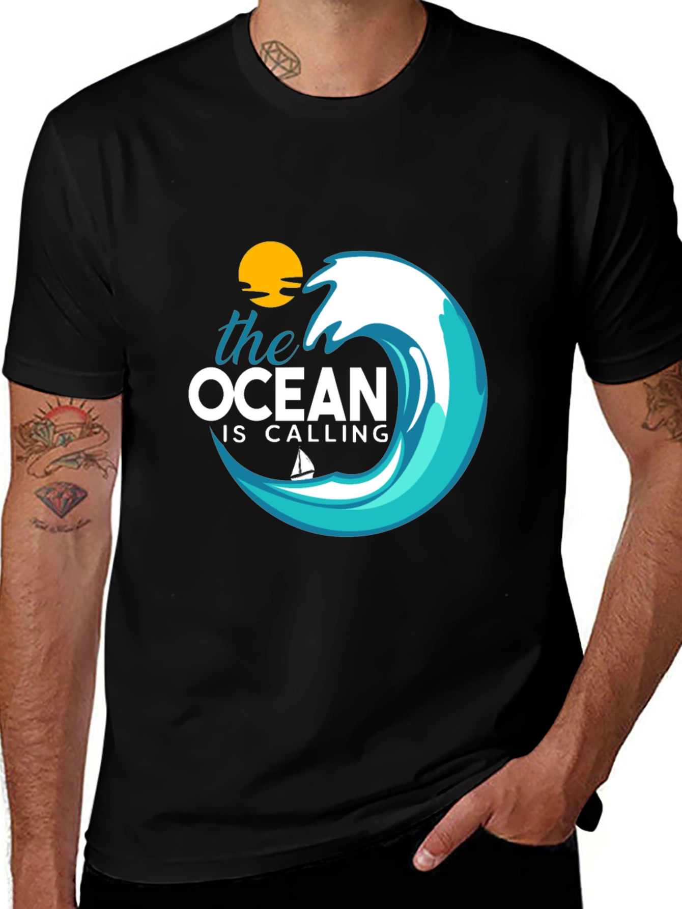 Variant 11 of Ocean Calling Black T-Shirt