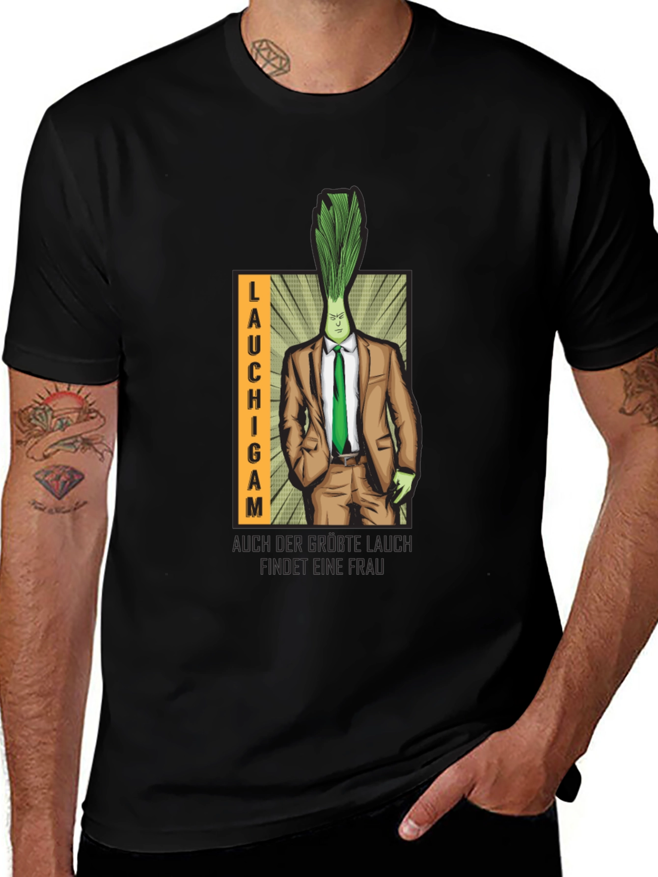 Variant 6 of Lauchigam T-Shirt - Funny Leek Man Graphic Tee