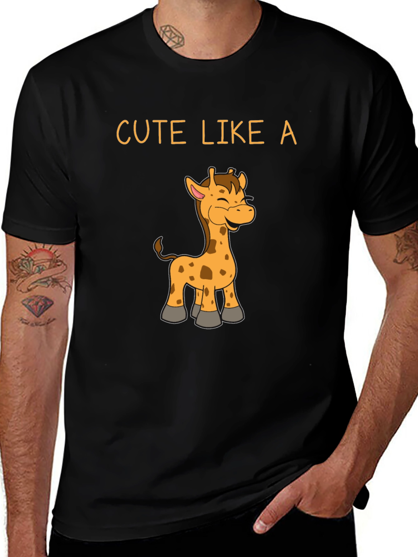 Variant 13 of Cute Giraffe Graphic Black T-Shirt