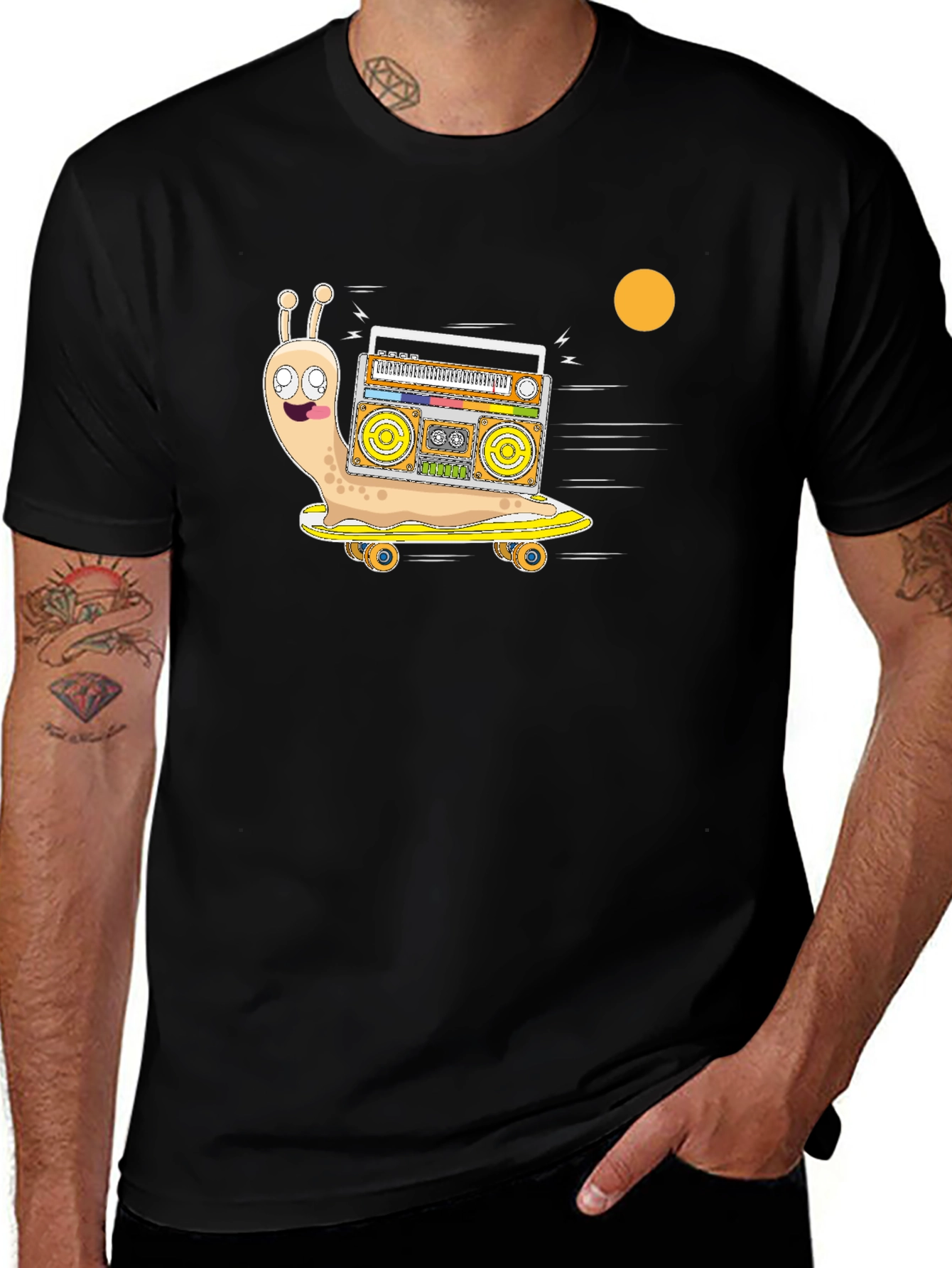 Variant 26 of Snail Skateboard Boombox T-Shirt