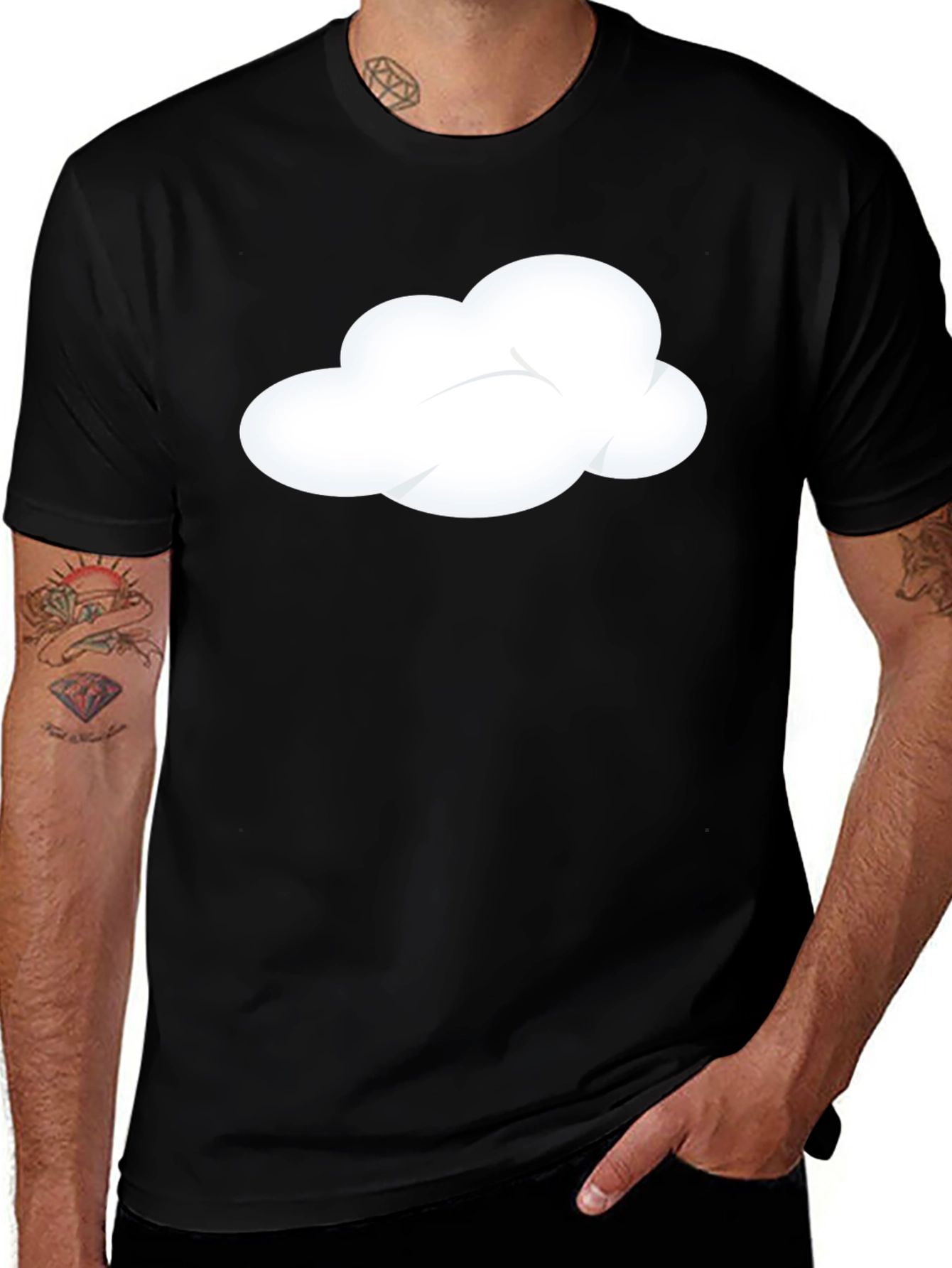 Variant 6 of Cloud Graphic Black T-Shirt