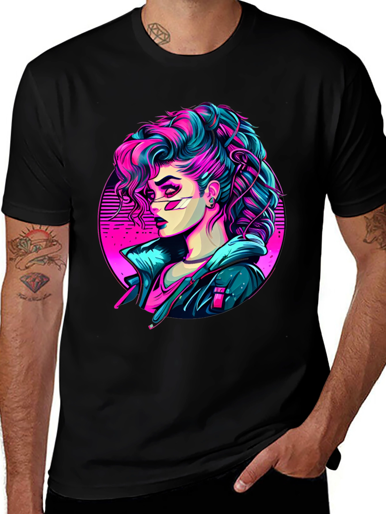 Cyberpunk Girl Graphic Tee - Retro Style