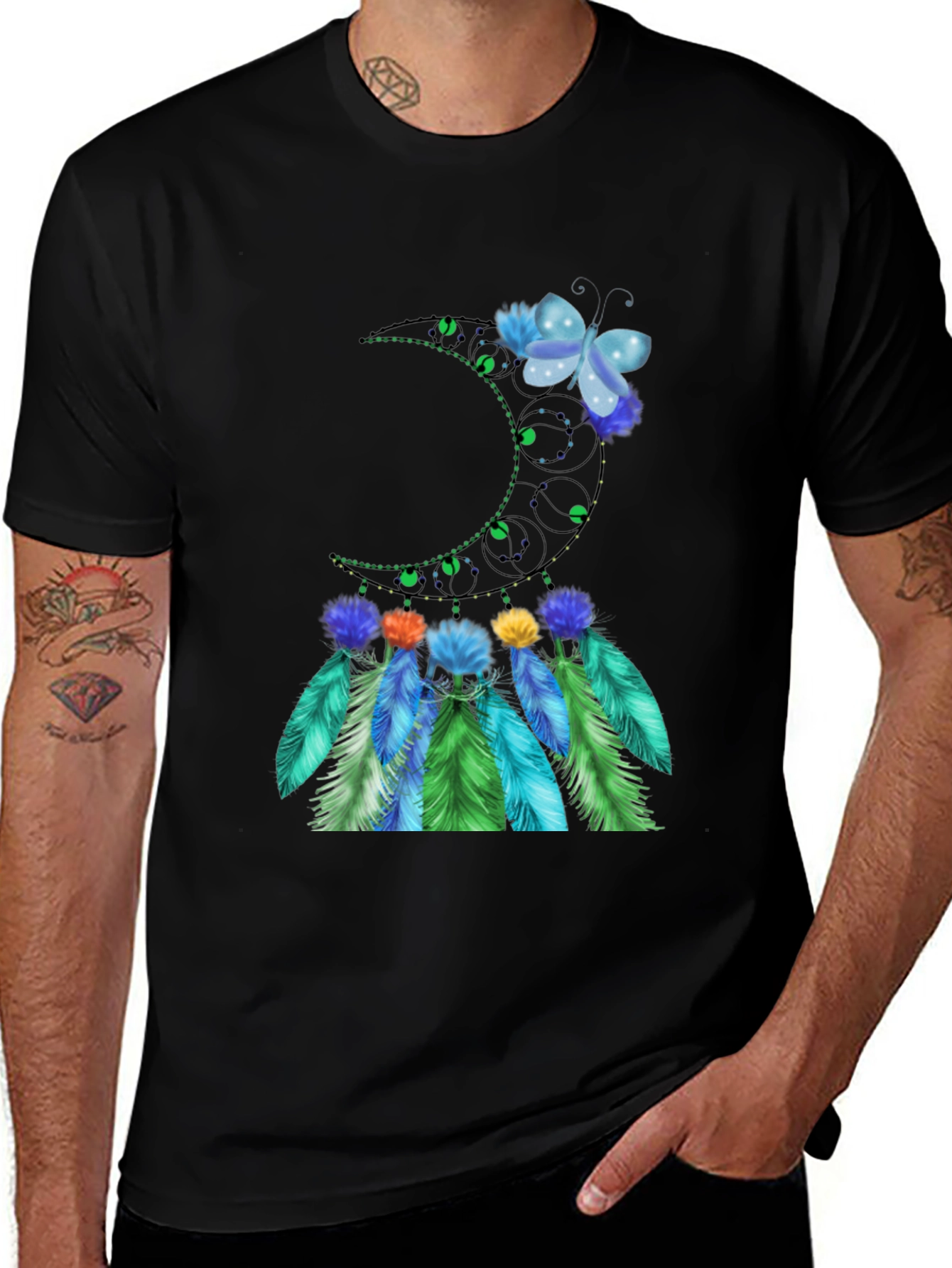 Variant 5 of Moon Butterfly Feather Graphic Tee