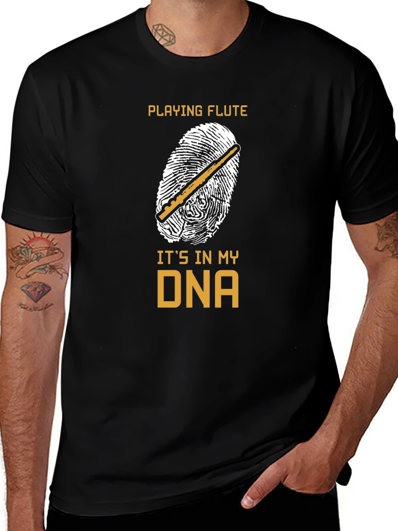 Variant 27 of Playing Flute DNA T-Shirt Musician Gift
