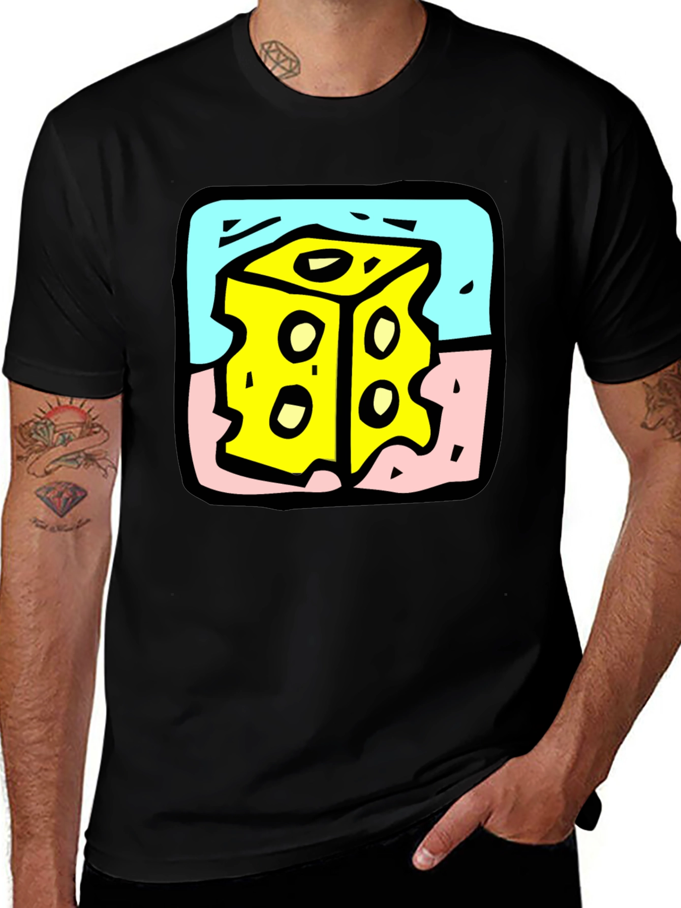 Variant 11 of Cheese Cube Graphic Tee - Quirky Style