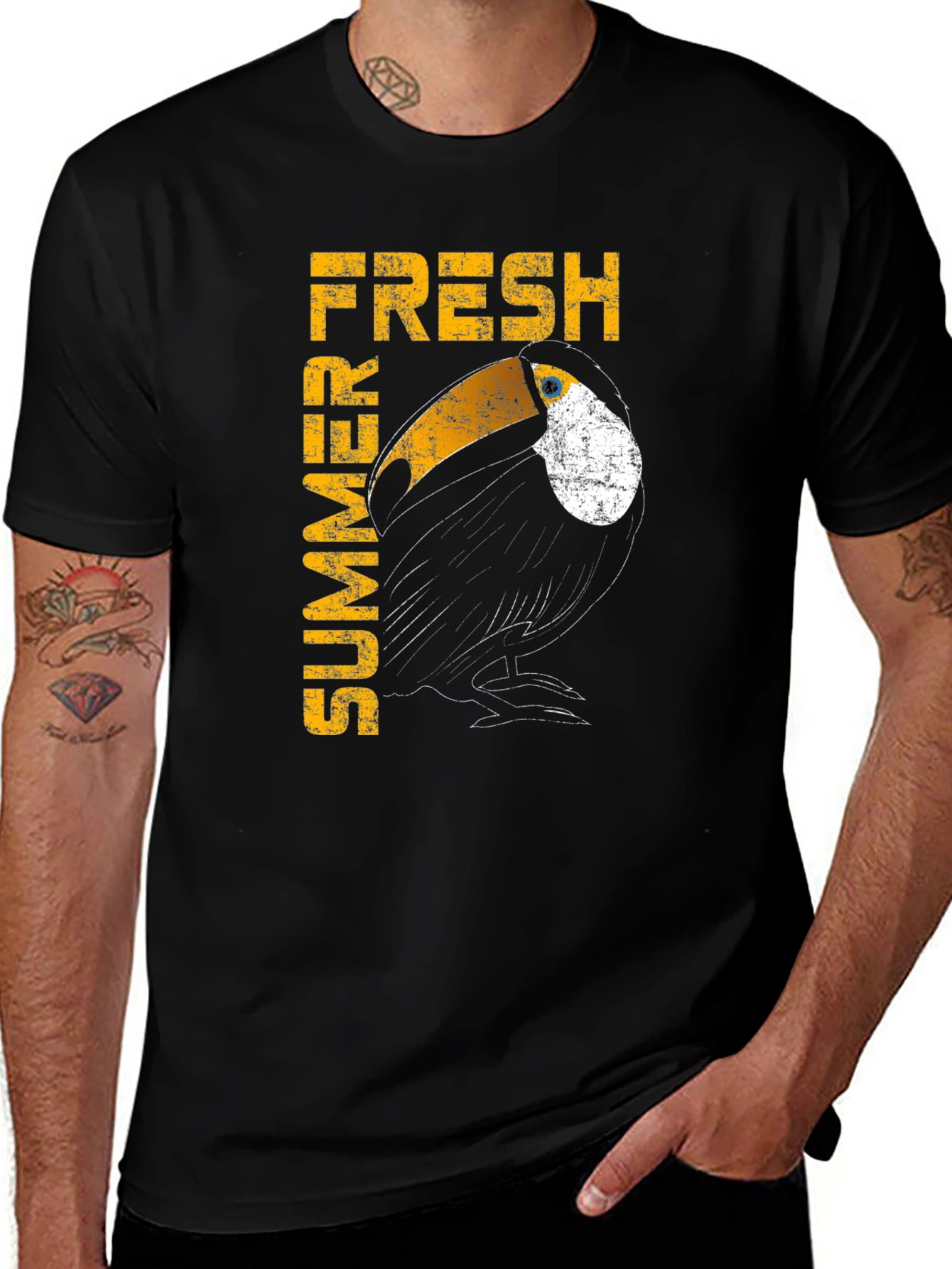 Variant 13 of Fresh Summer Toucan Graphic Tee - Black