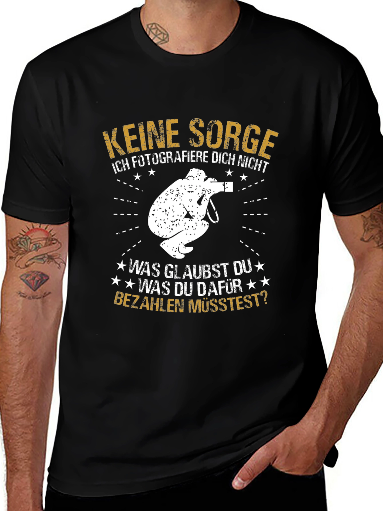 Variant 18 of Funny Photographer T-Shirt: Keine Sorge, German Humor Tee