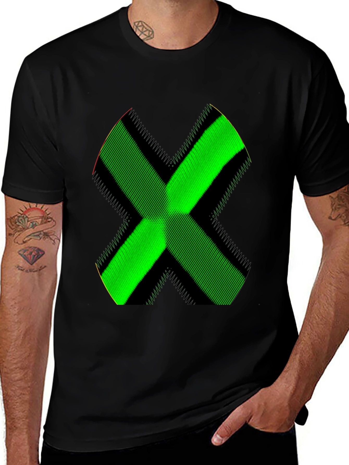Variant 18 of Green X Graphic Black T-Shirt