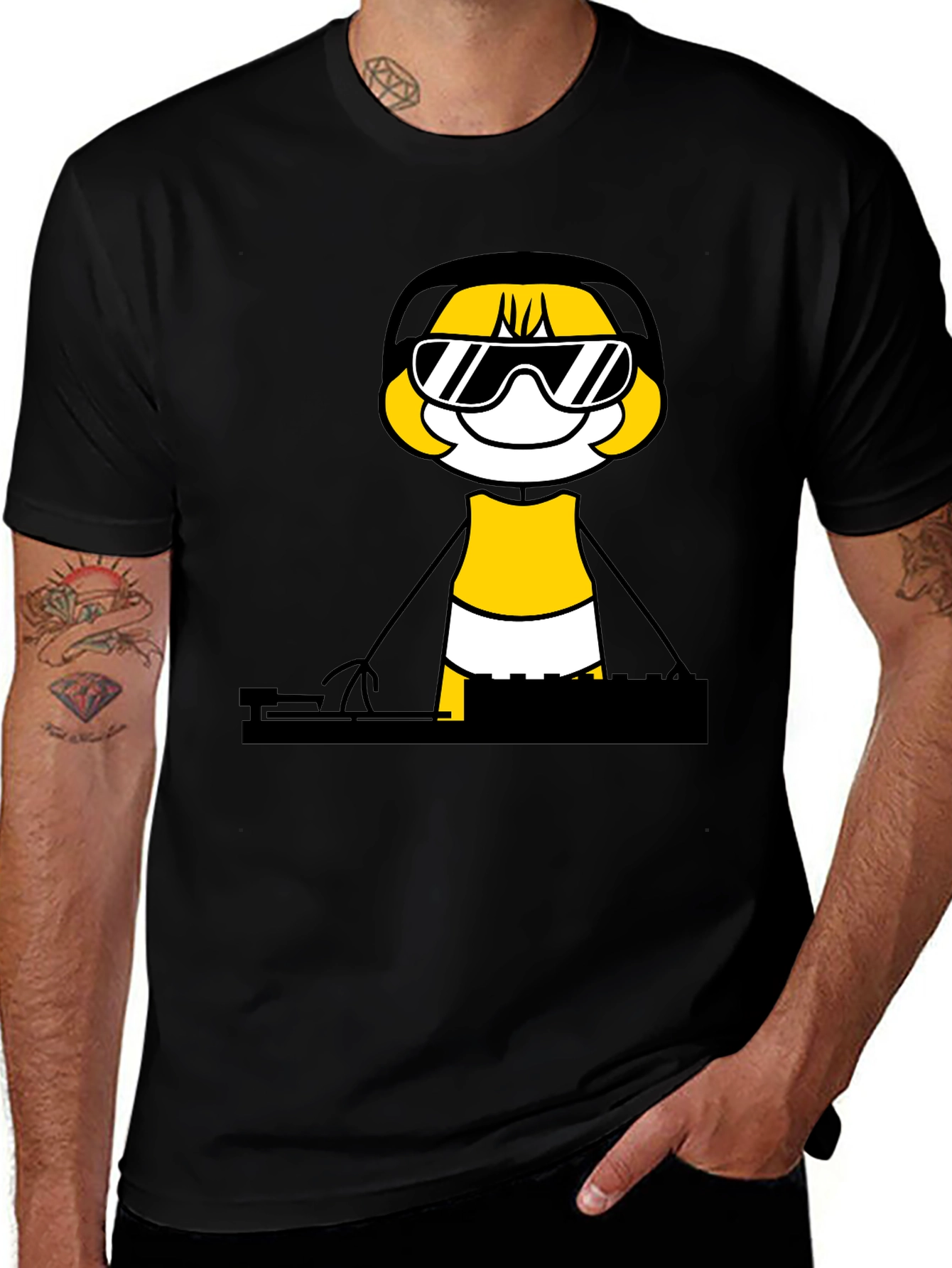 Variant 6 of DJ Stick Figure Graphic Tee - Black T-Shirt