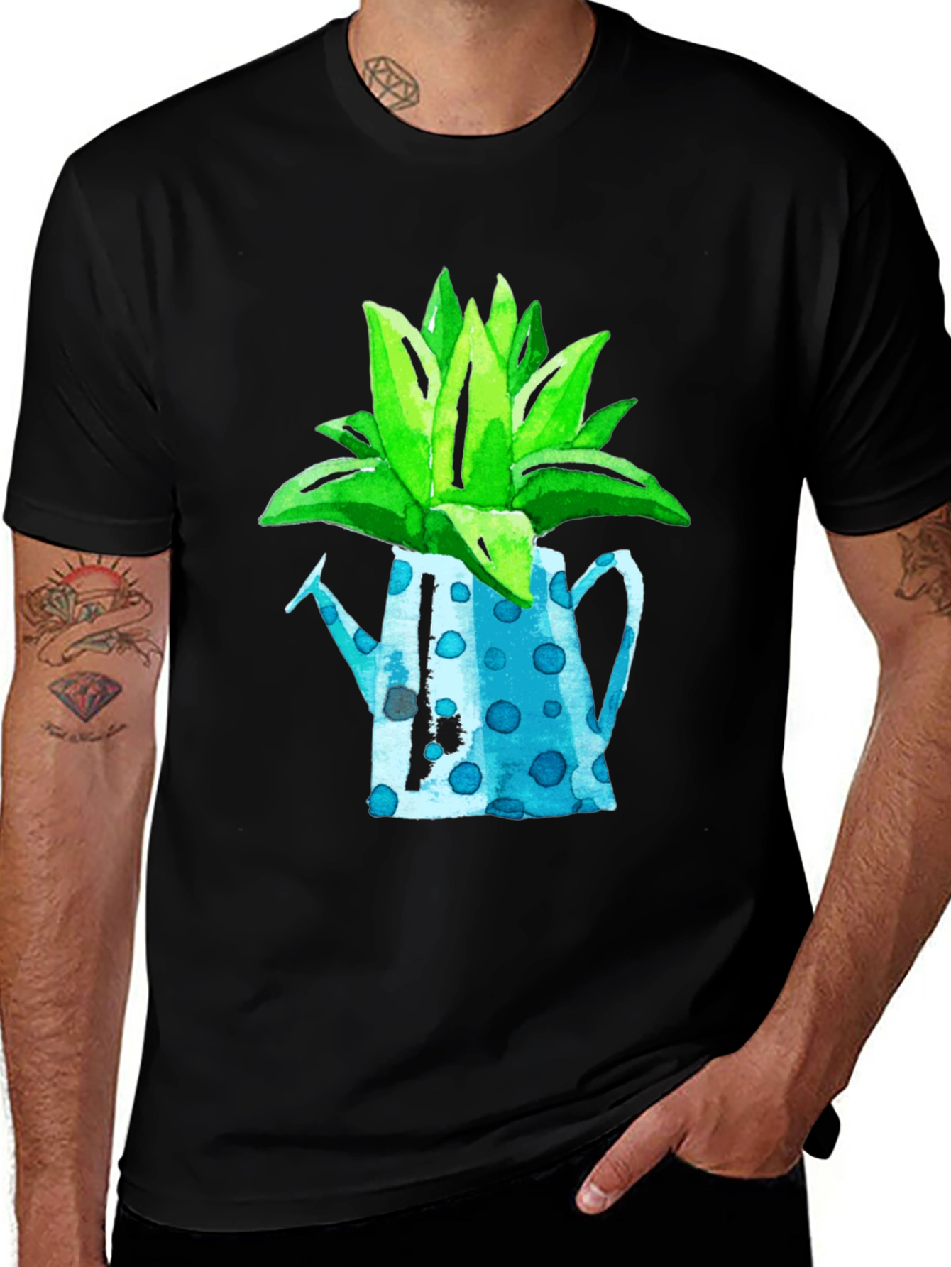 Variant 28 of Plant Pot Graphic Tee - Black Cotton T-Shirt