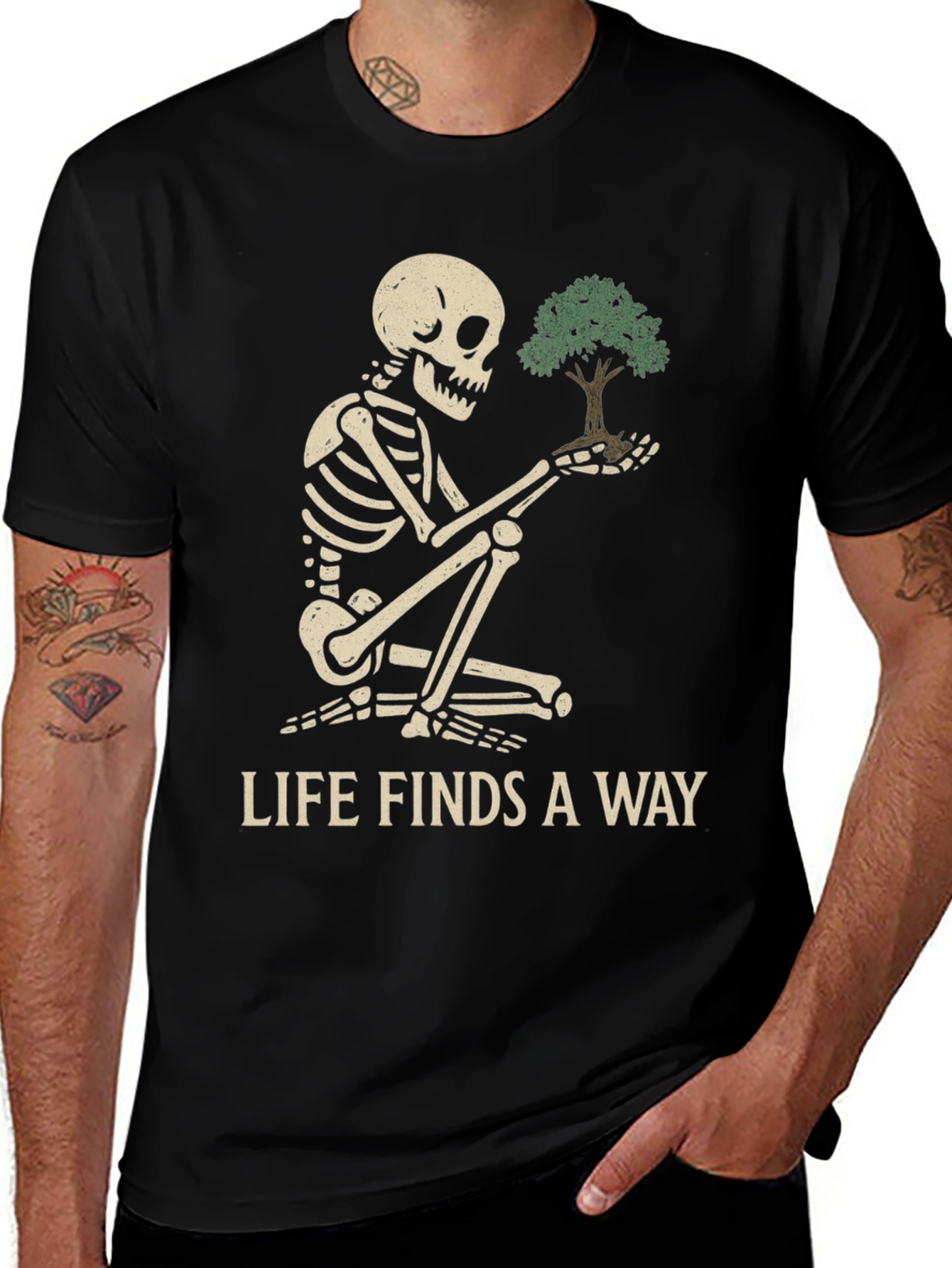 Variant 7 of Life Finds A Way Skeleton Tree Graphic Tee