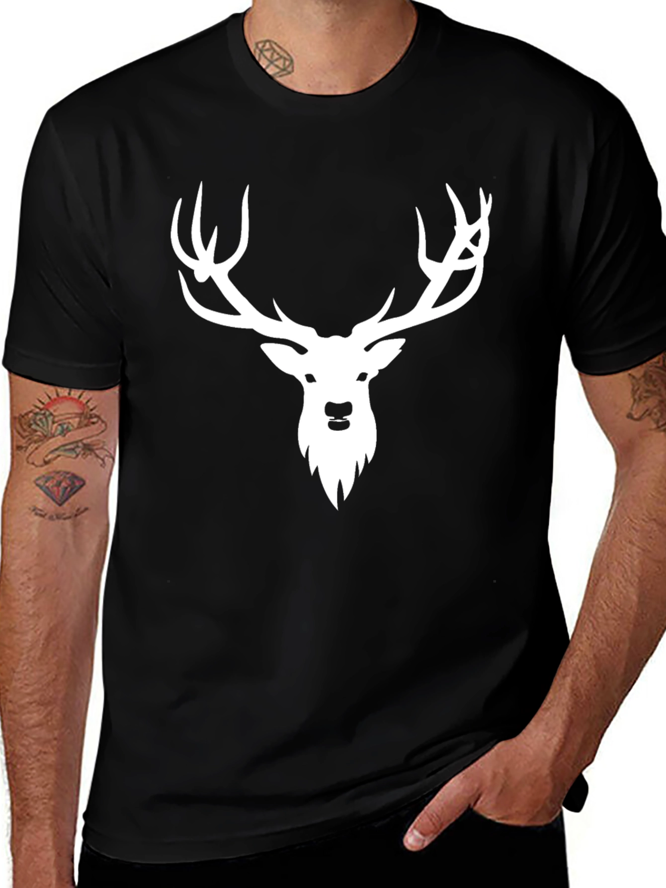 Variant 26 of Stag Graphic Tee - Black Casual T-Shirt