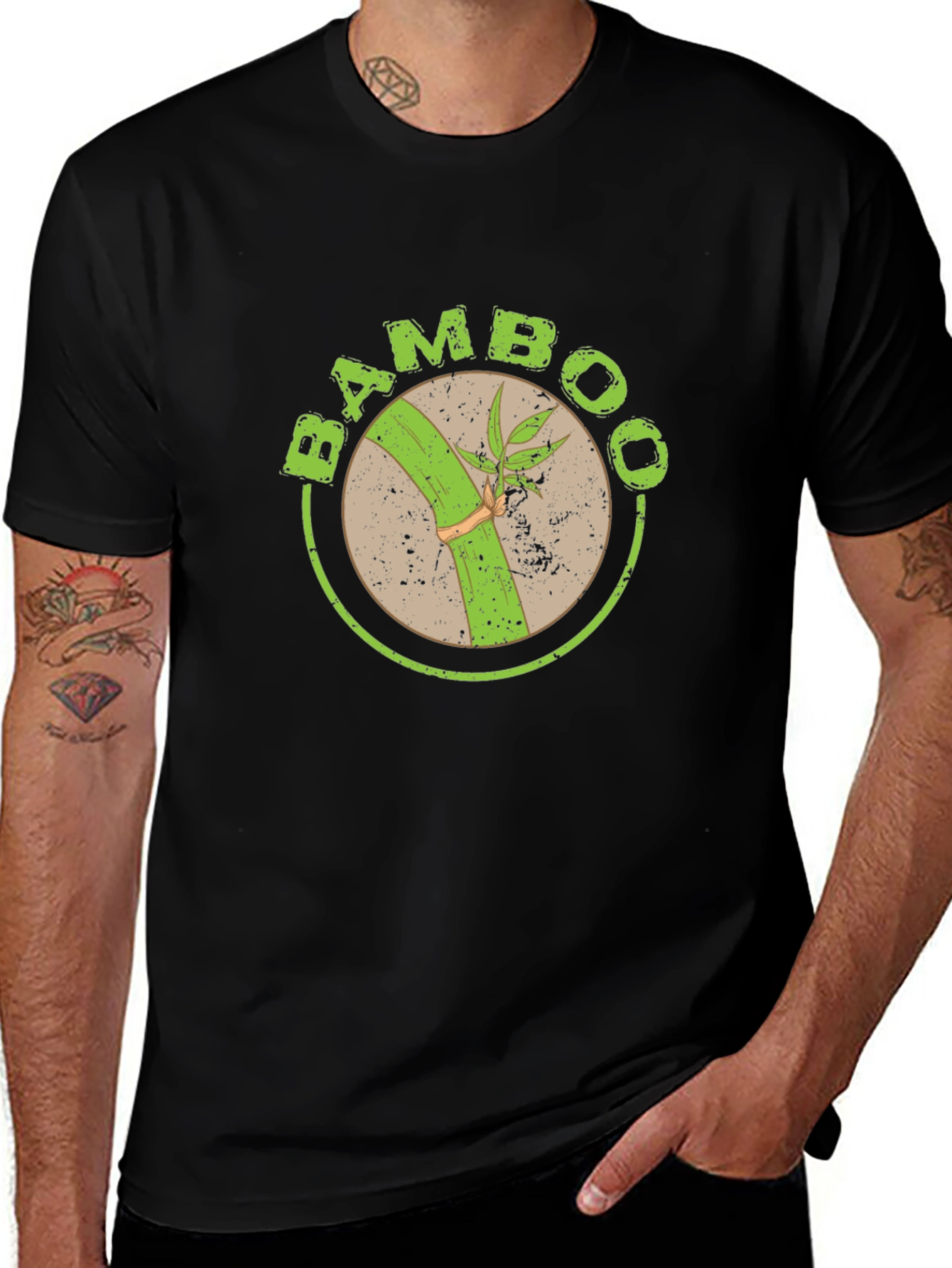 Variant 26 of Bamboo Graphic T-Shirt - Organic Style Black Tee