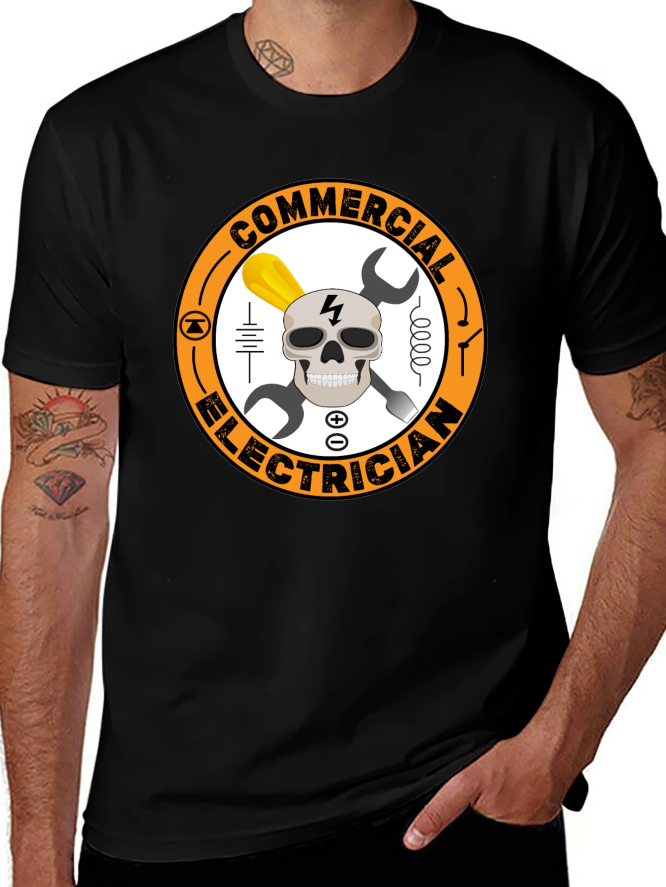 Commercial Electrician Skull Graphic Tee