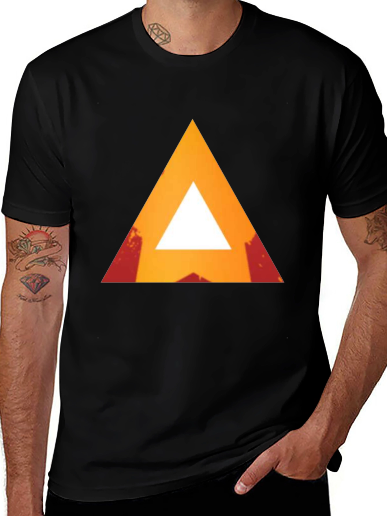 Variant 29 of Abstract Triangle Graphic Tee - Modern Black T-Shirt
