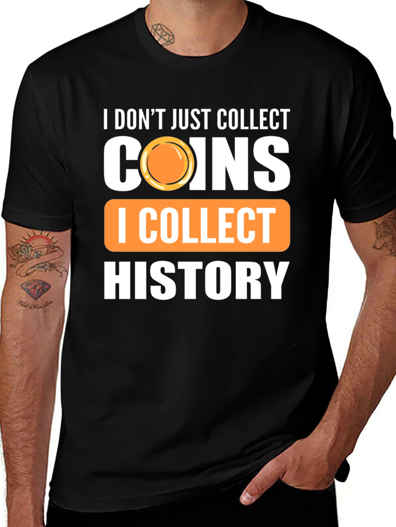 Variant 29 of Coin Collector History Buff Black T-Shirt