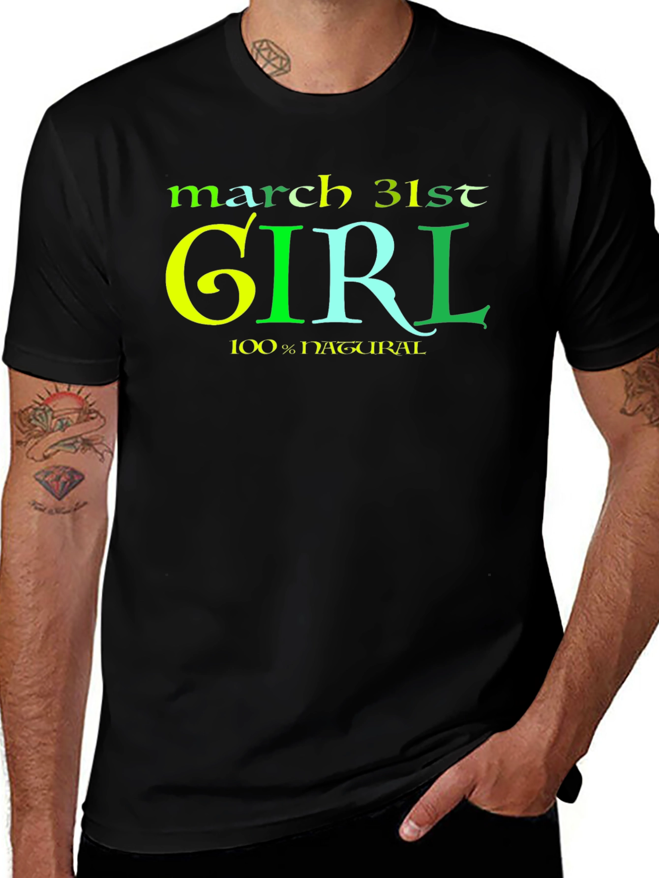 Variant 7 of March 31st Girl 100% Natural Black T-Shirt