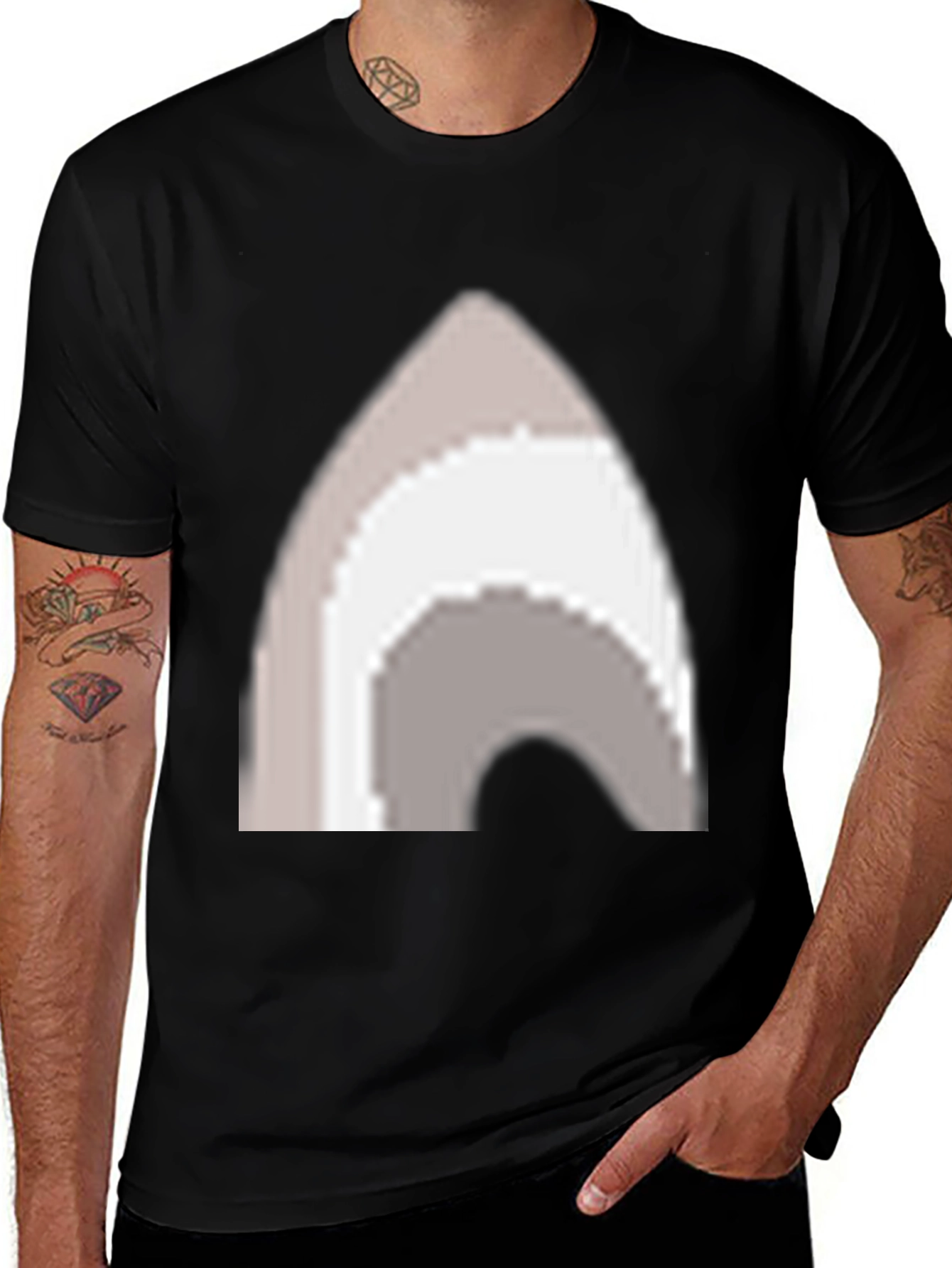 Variant 6 of Pixel Art Arch Graphic Tee - Casual Black T-Shirt