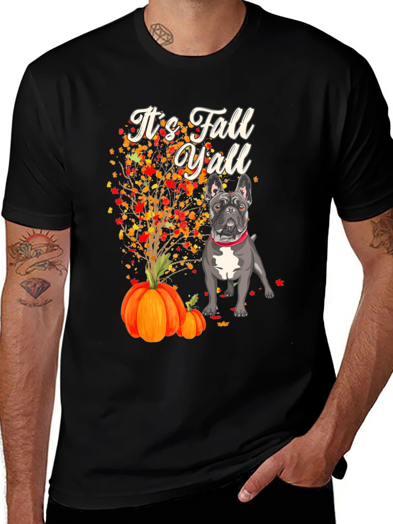 Variant 25 of It's Fall Y'all Dog & Pumpkin Graphic T-Shirt