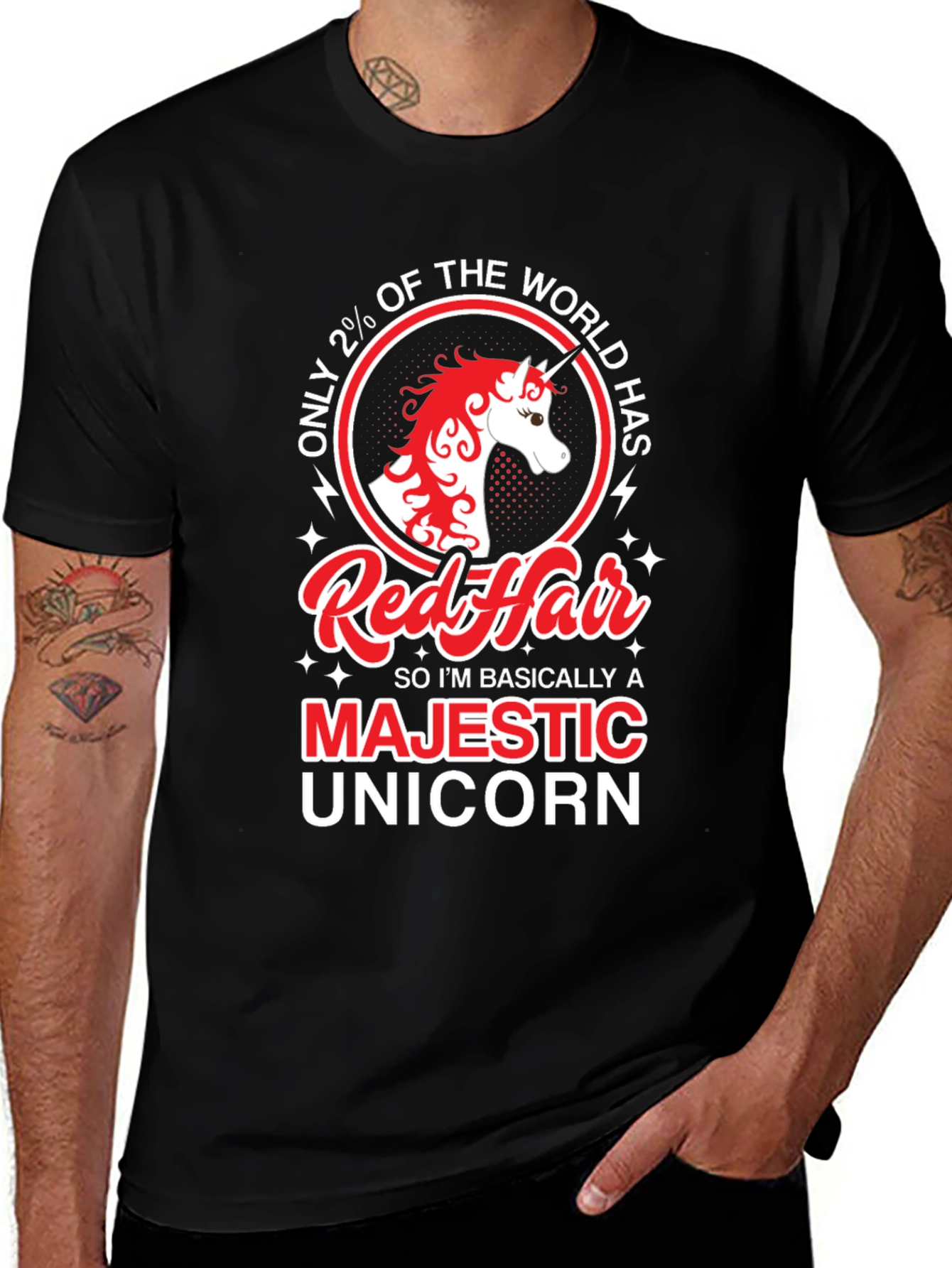 Variant 27 of Red Hair Majestic Unicorn T-Shirt - Unique Design