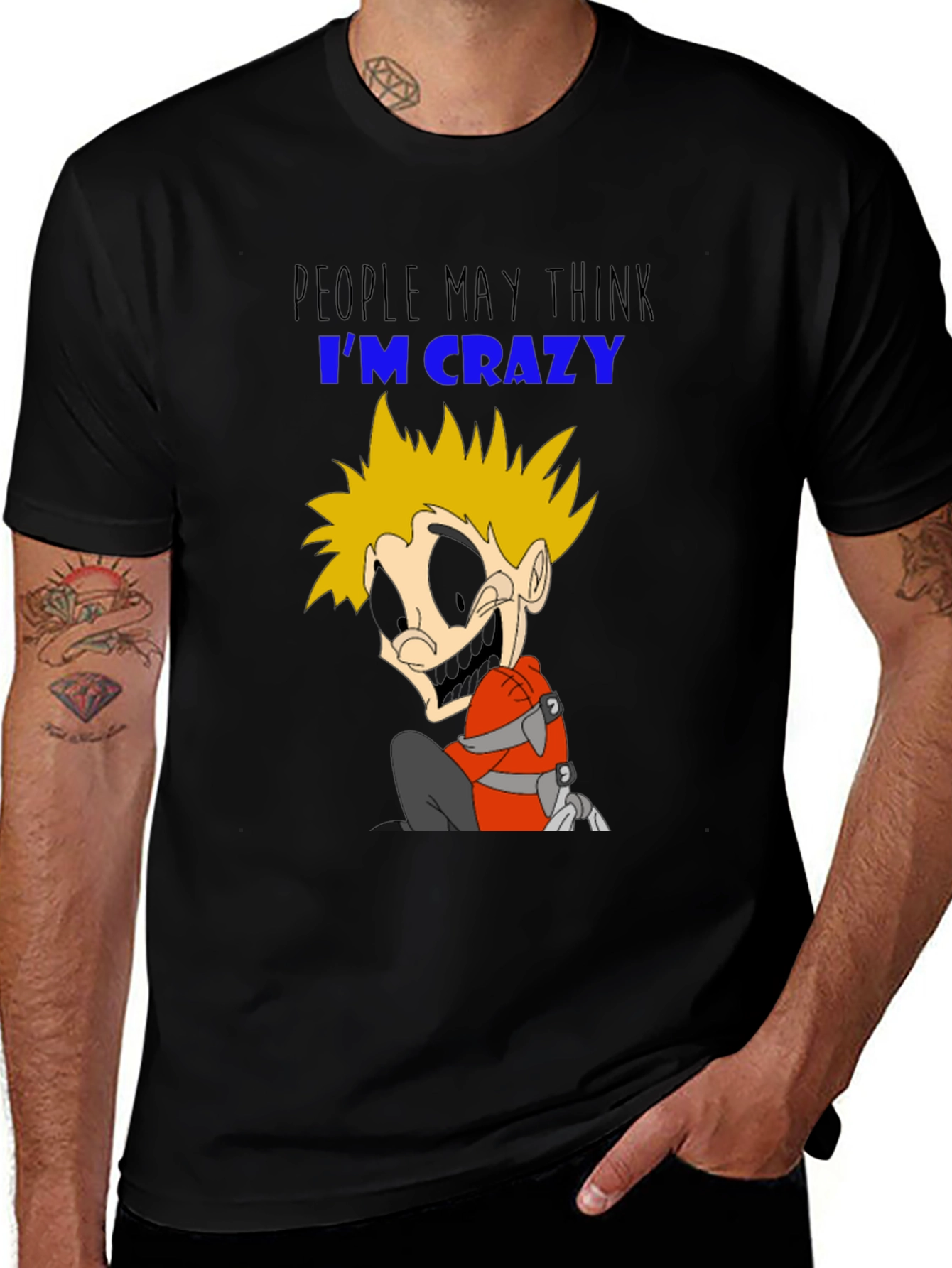 Variant 24 of Crazy Character Graphic T-Shirt - Black Cotton Tee