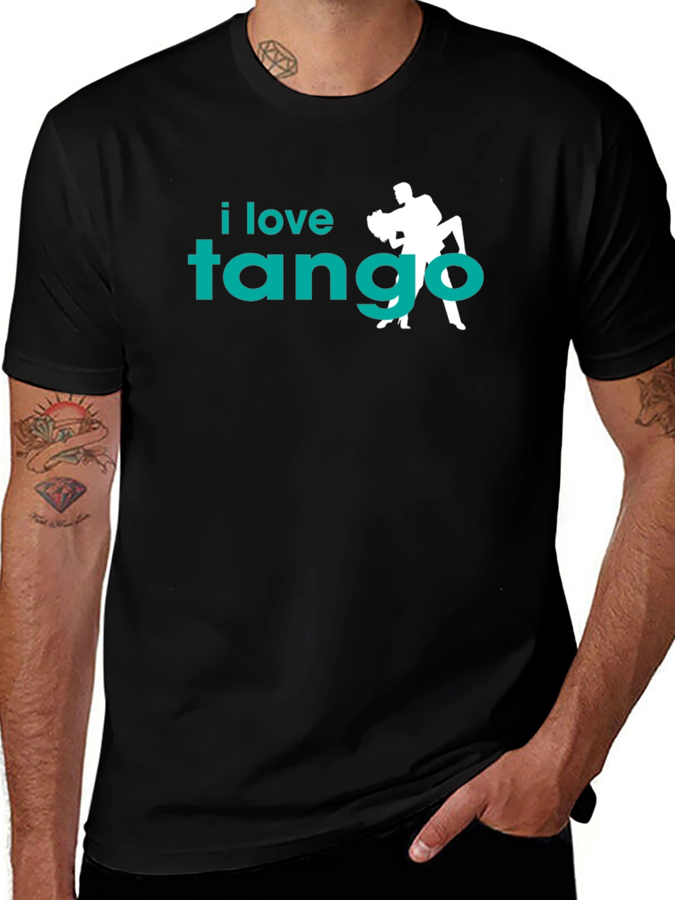 Variant 20 of I Love Tango Graphic Tee - Black Cotton T-Shirt