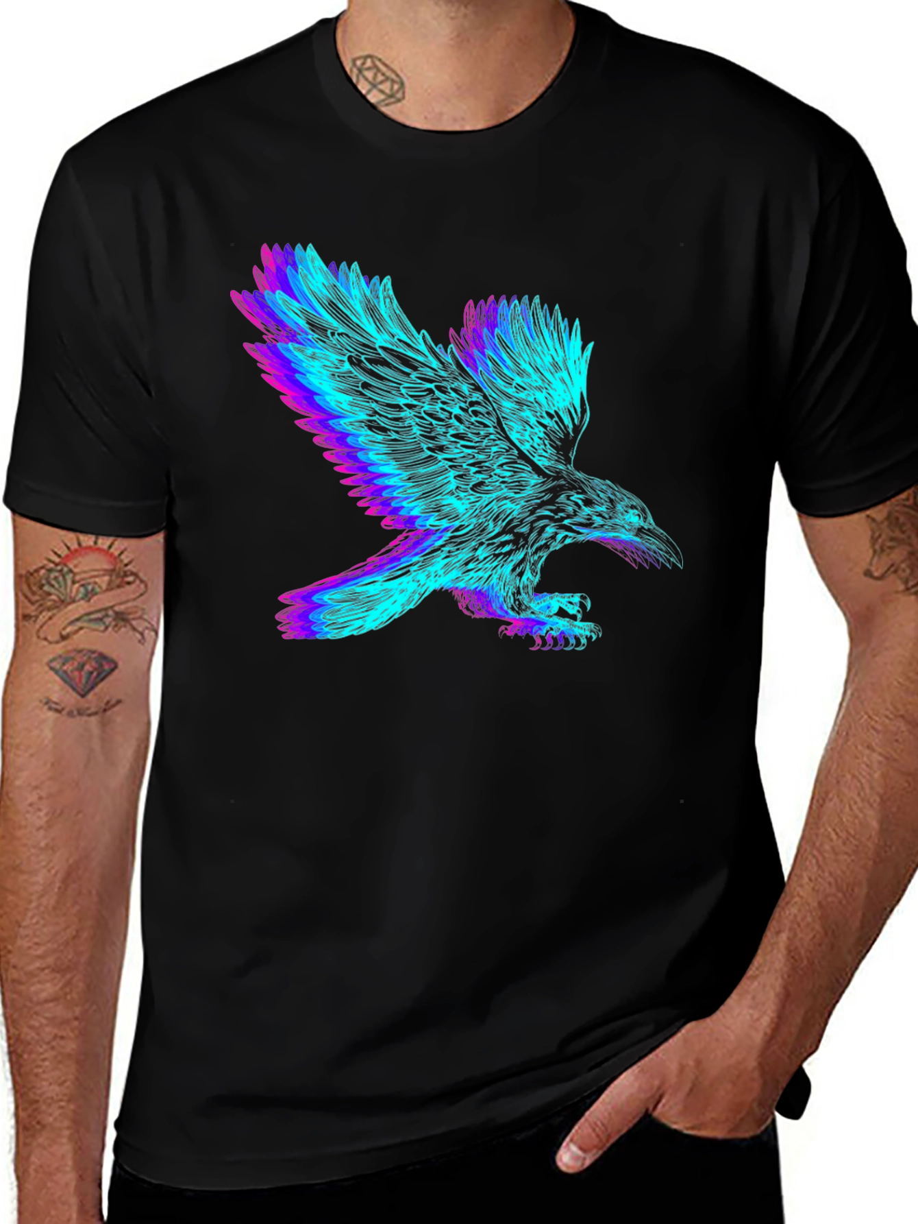 Variant 9 of Raven Graphic Black T-Shirt - Unique Design