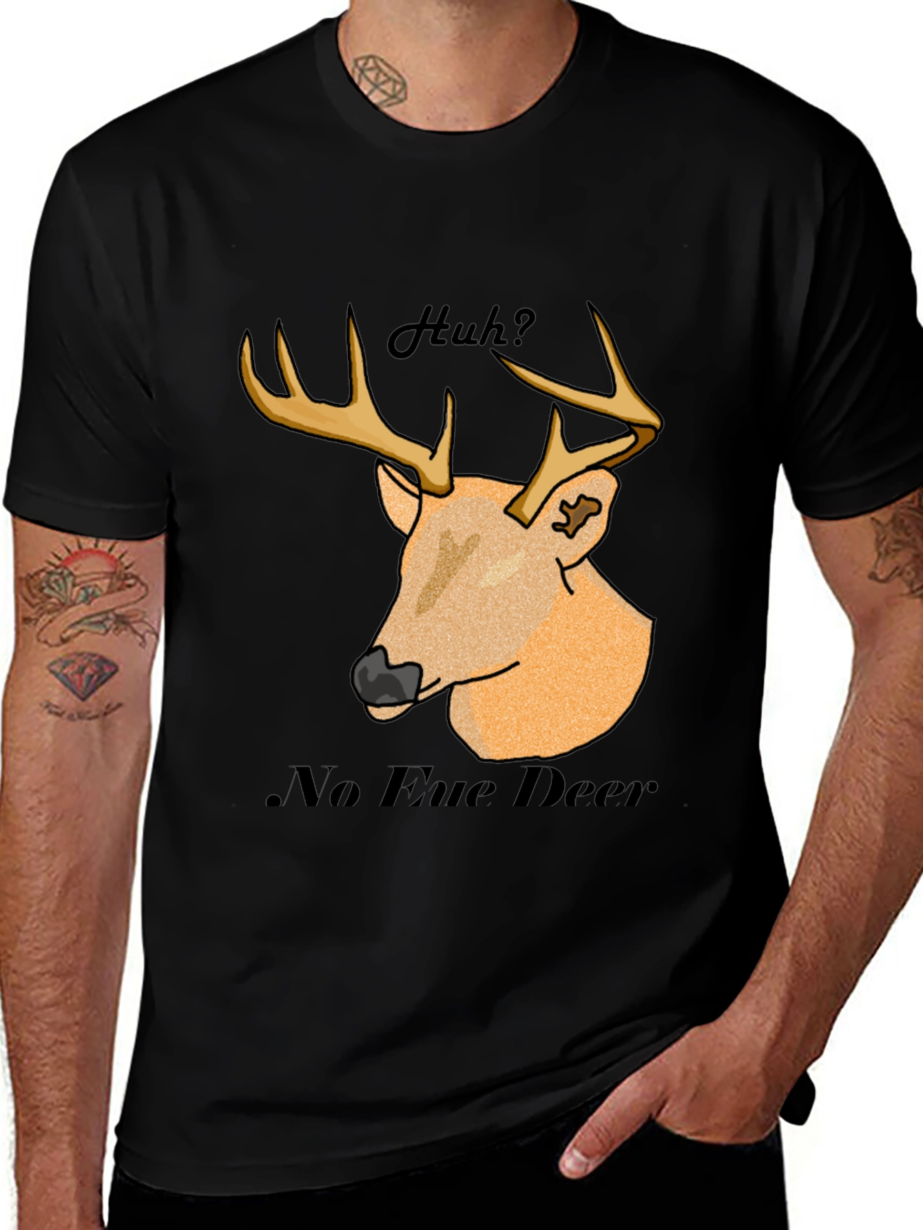 Variant 12 of No Eue Deer T-Shirt - Black