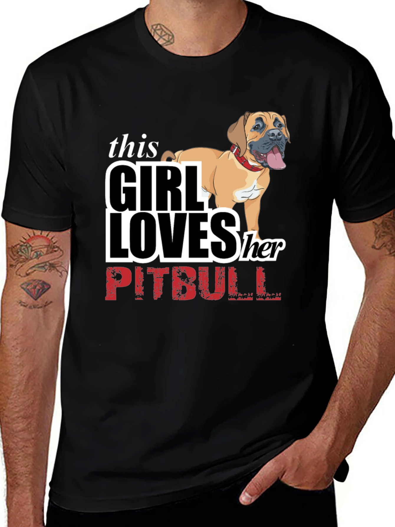 Variant 15 of Girl Loves Her Pitbull T-Shirt - Black