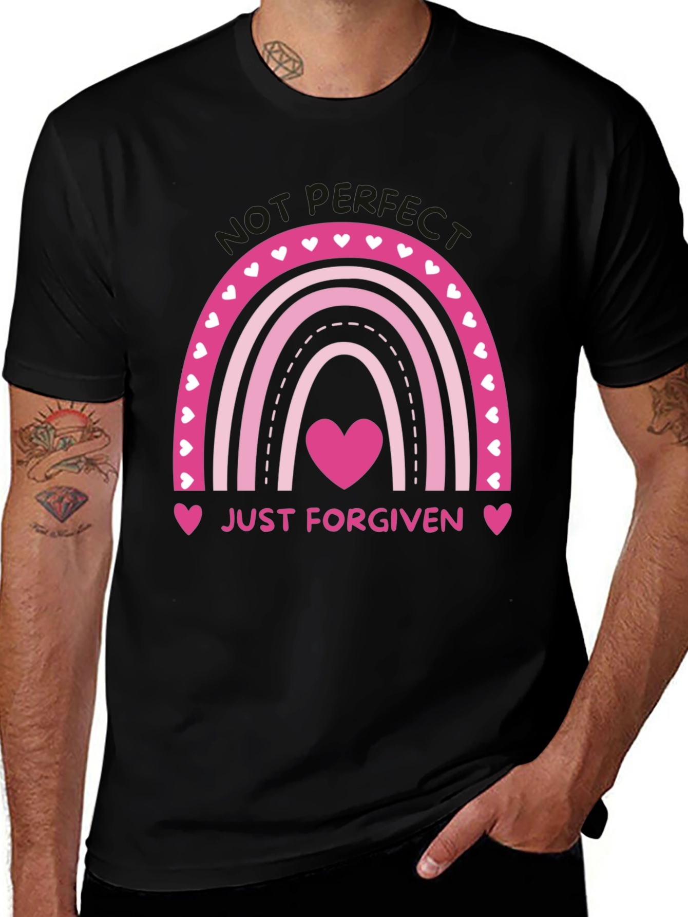 Variant 11 of Just Forgiven Rainbow Heart Graphic Tee