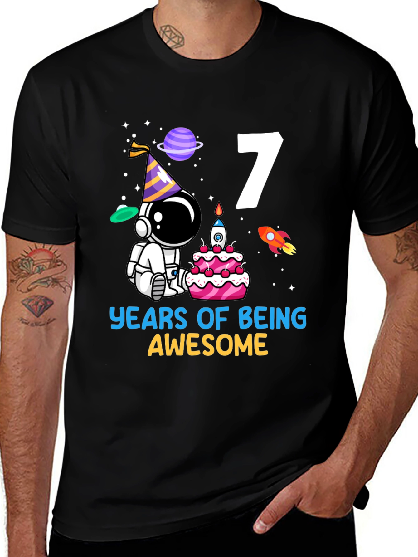 7th Birthday Astronaut T-Shirt - Years of Being Awesome!