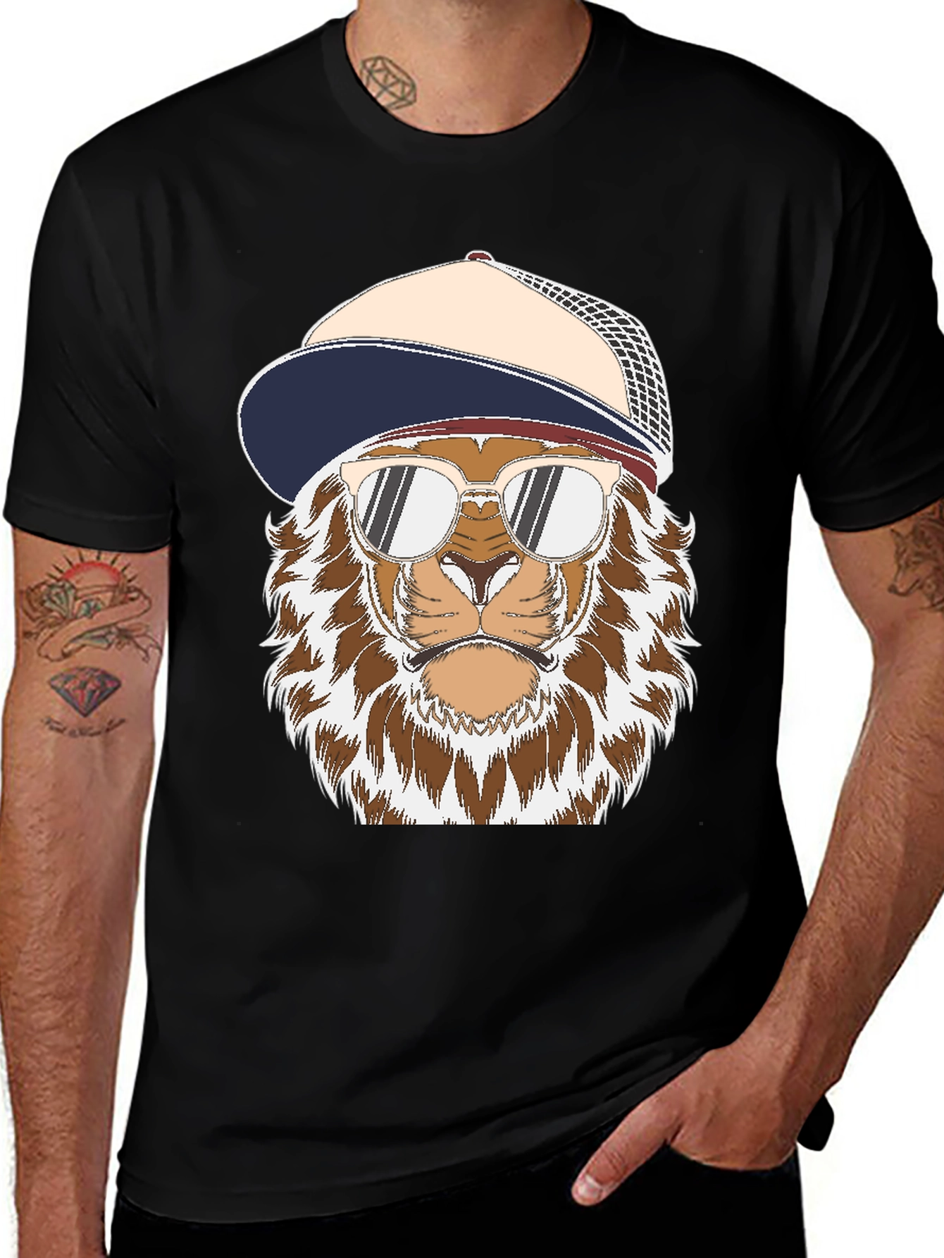 Variant 5 of Cool Lion Graphic Tee - Streetwear Style