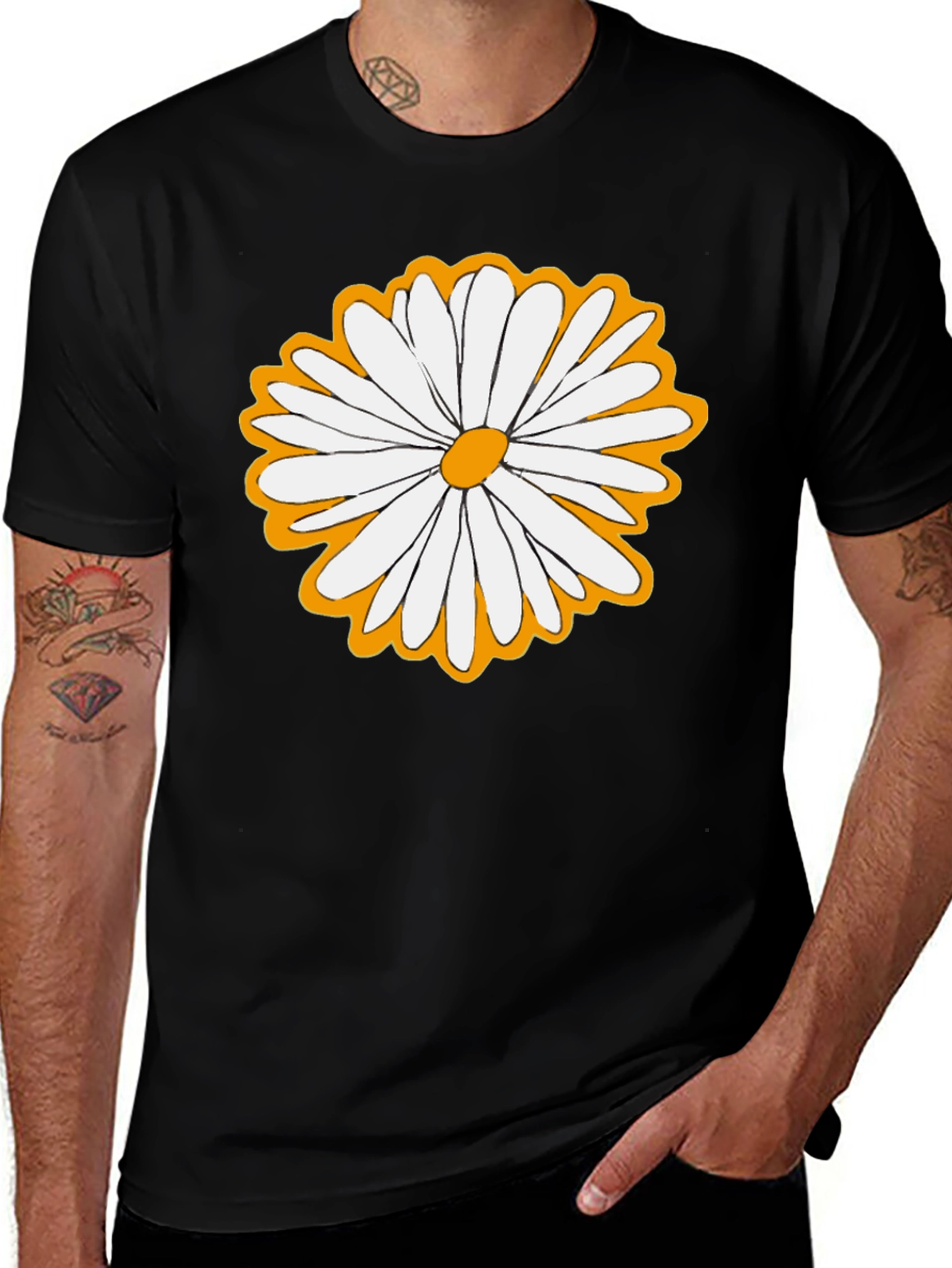 Variant 14 of Daisy Graphic Print Black T-Shirt
