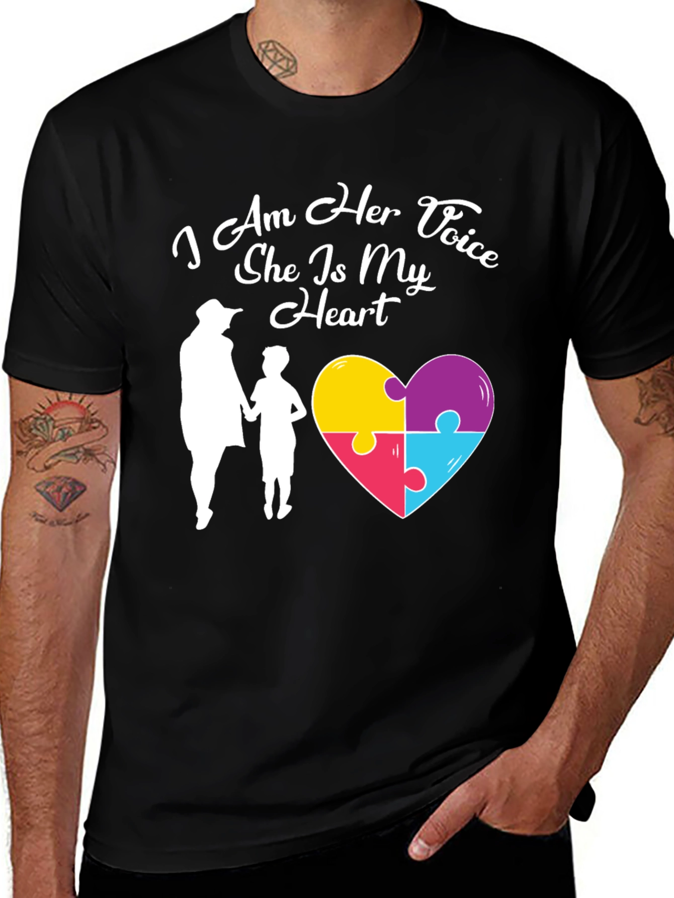 Variant 18 of Autism Awareness T-Shirt - I Am Her Voice Heart
