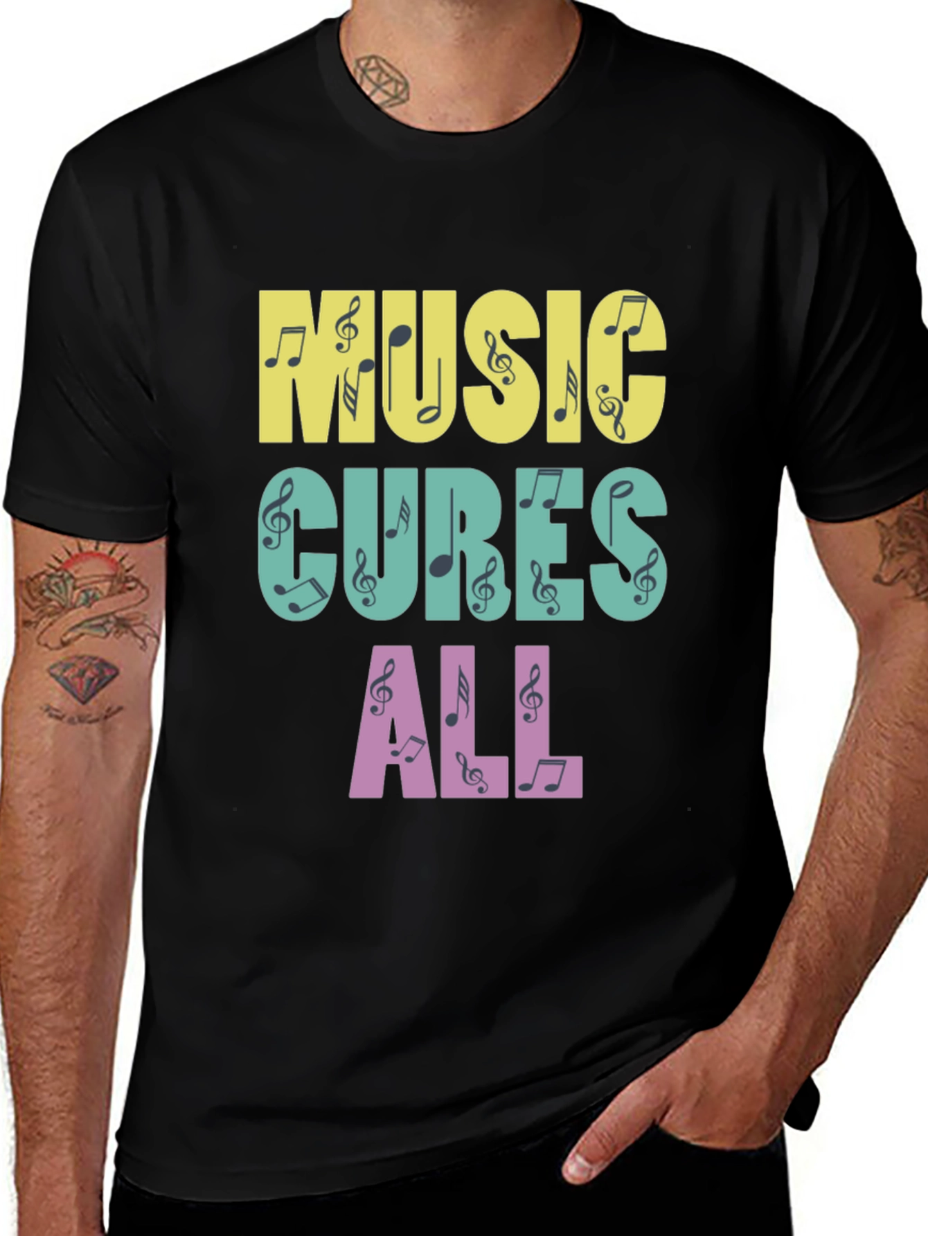 Variant 25 of Music Cures All Graphic Tee - Soft Cotton Blend