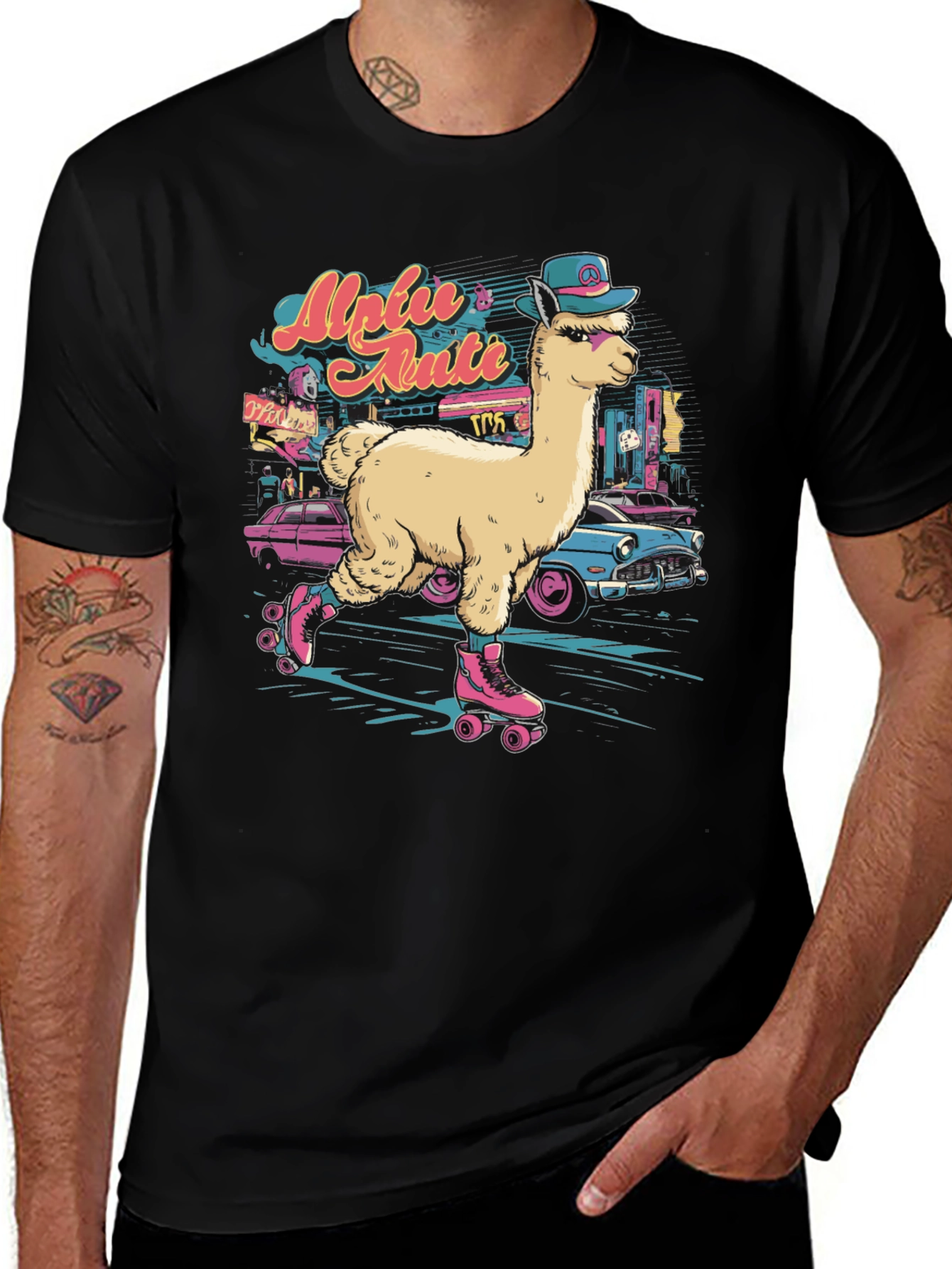 Variant 29 of Retro Roller Skating Alpaca T-Shirt
