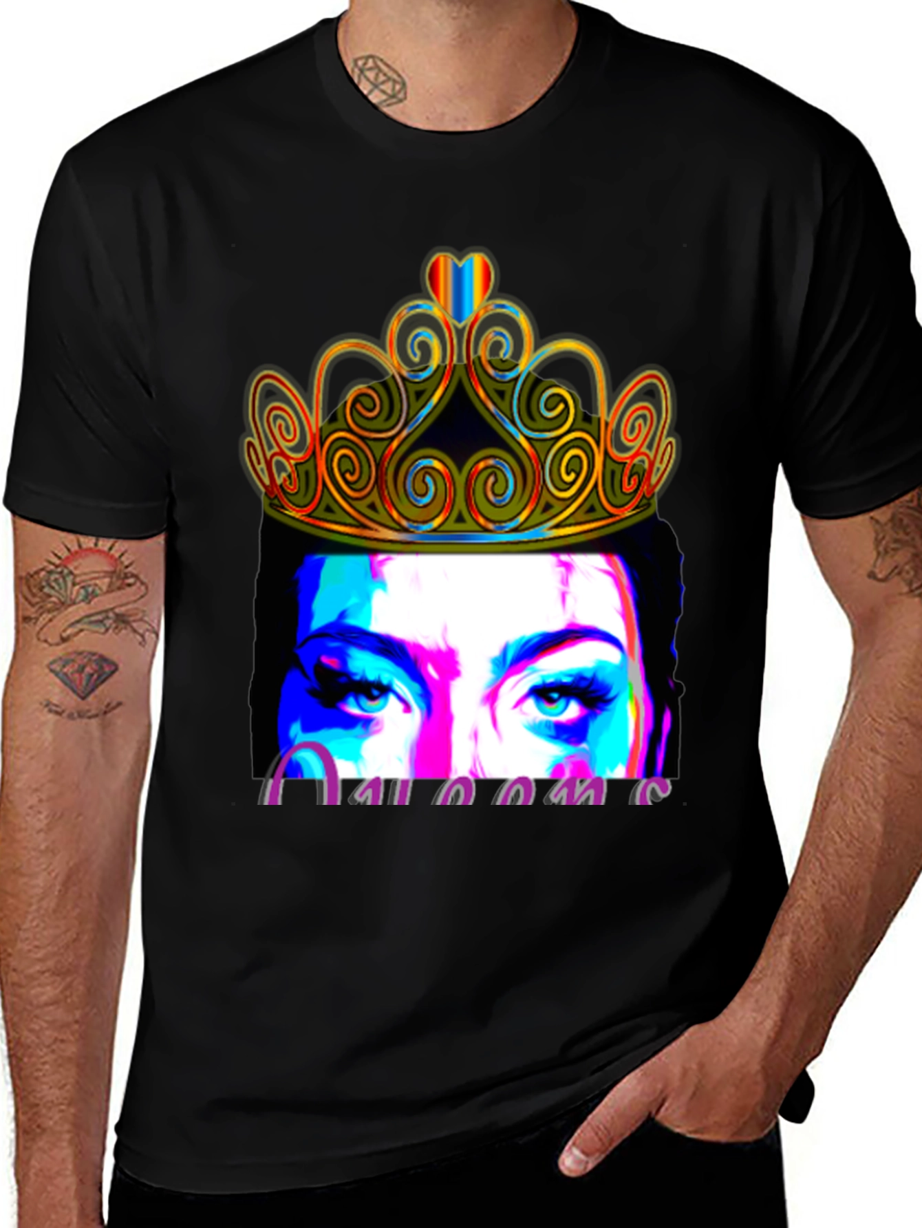 Variant 19 of Queen's Eyes Graphic Tee - Black