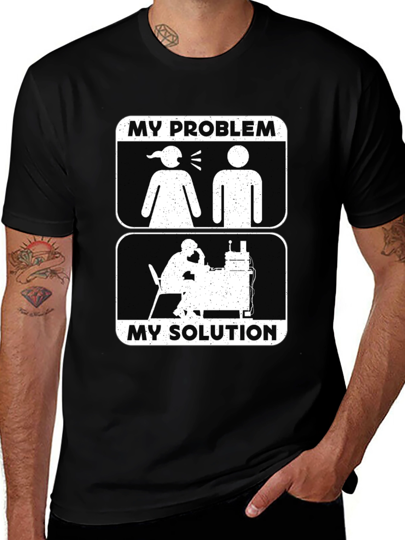 Variant 12 of Humorous "My Problem, My Solution" Graphic Tee