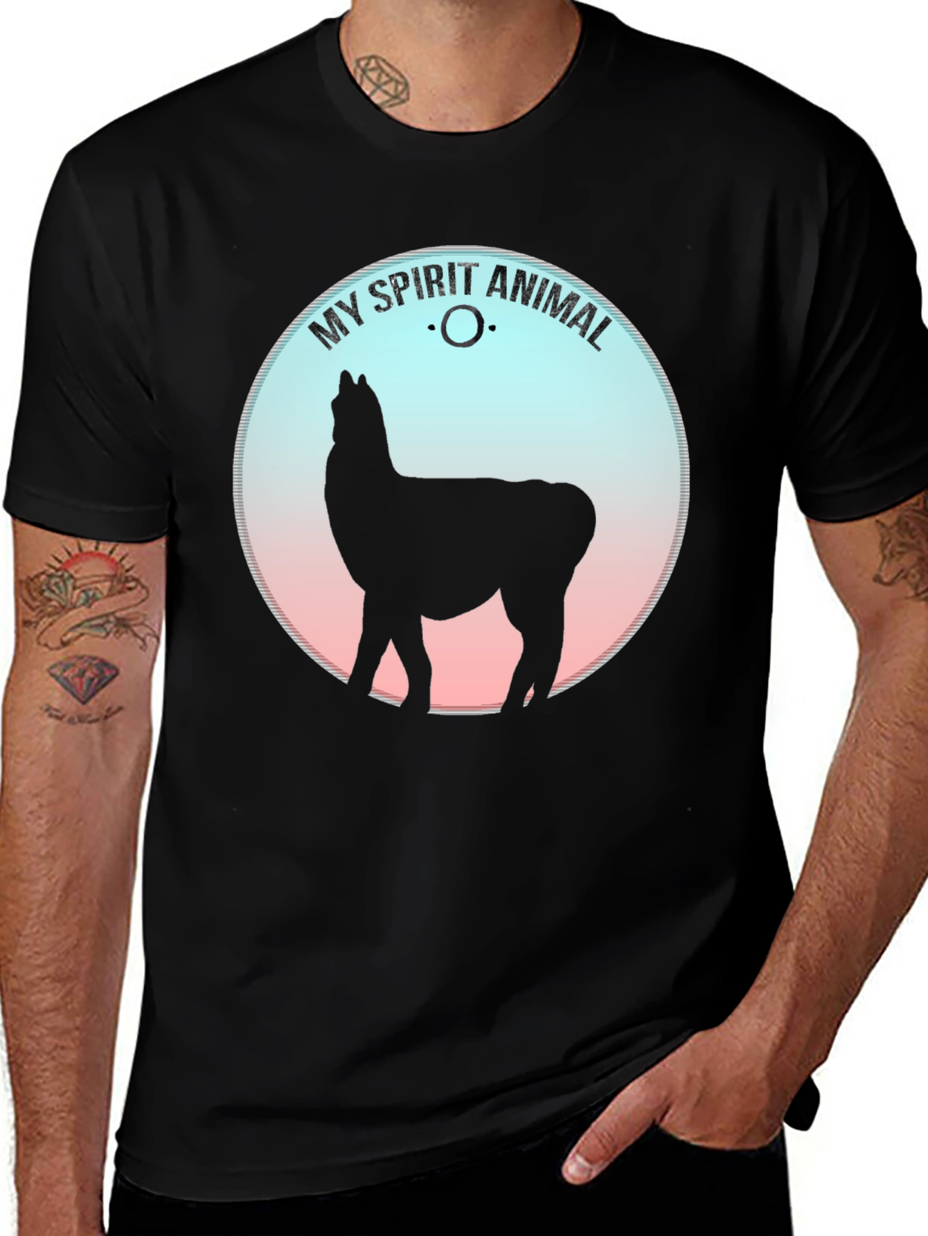 Variant 23 of My Spirit Animal Llama Graphic Tee - Black