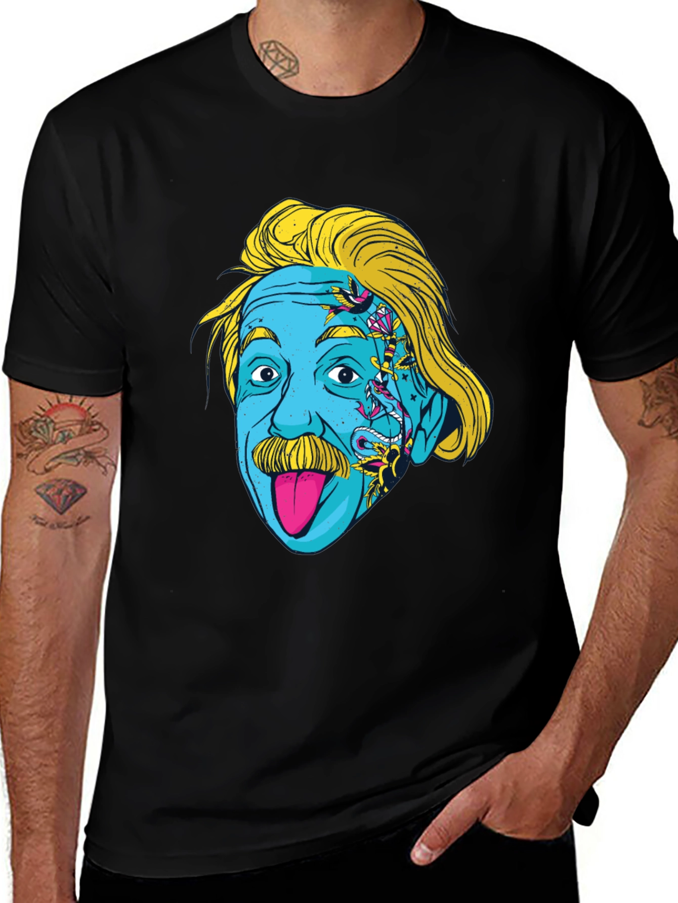 Variant 16 of Einstein Tattoo Art Black T-Shirt
