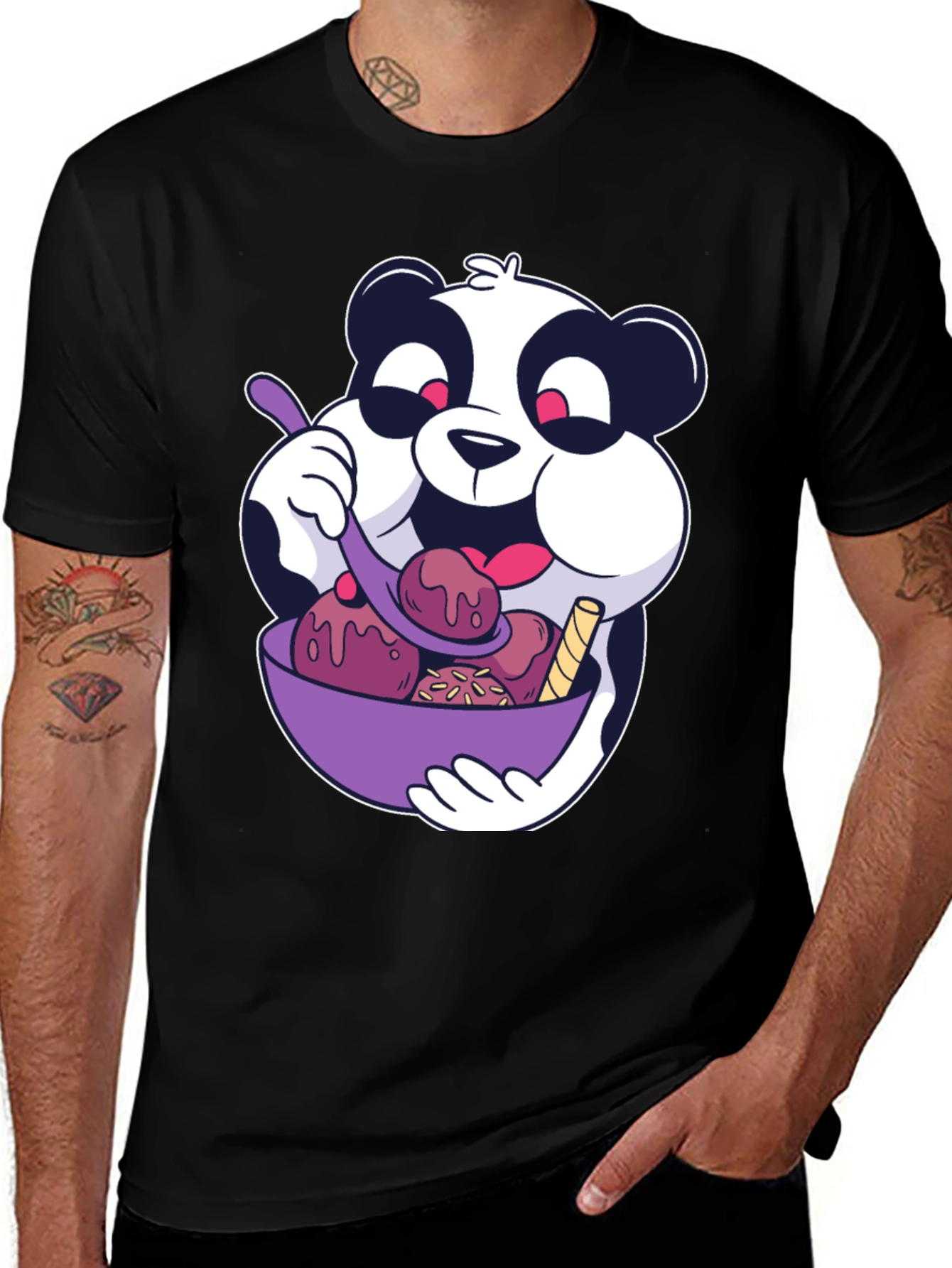 Variant 4 of Panda Eating Ice Cream T-Shirt