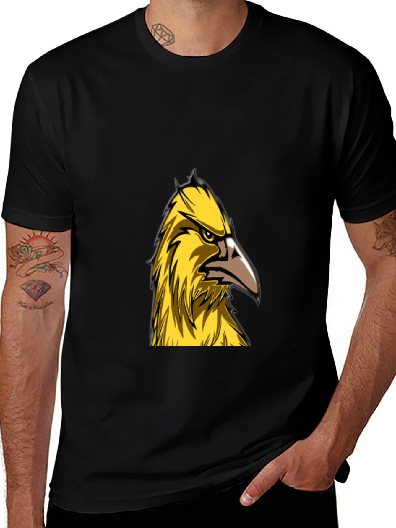 Variant 6 of Men's Black Graphic Tee - Golden Eagle Design