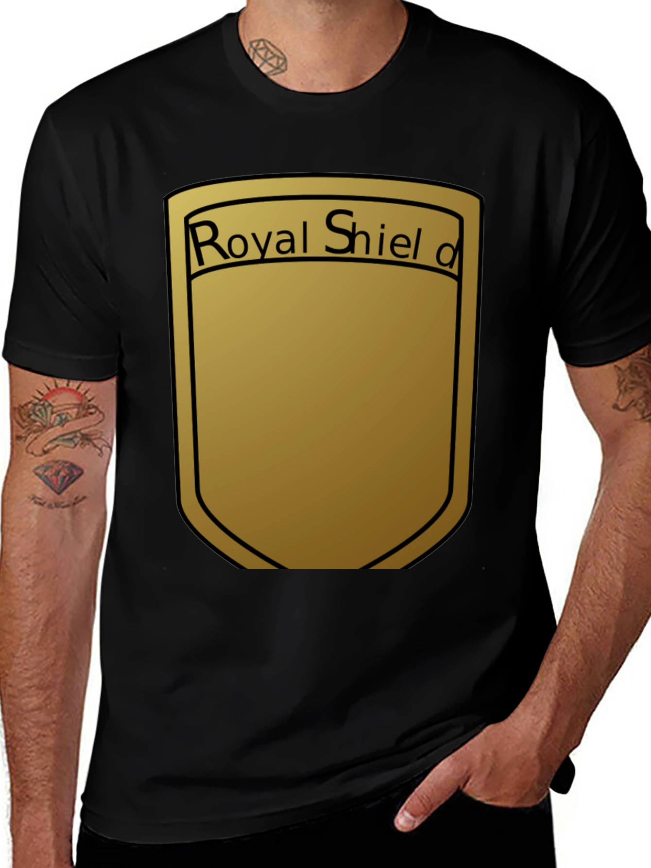 Royal Shield Graphic Tee - Black Cotton Blend