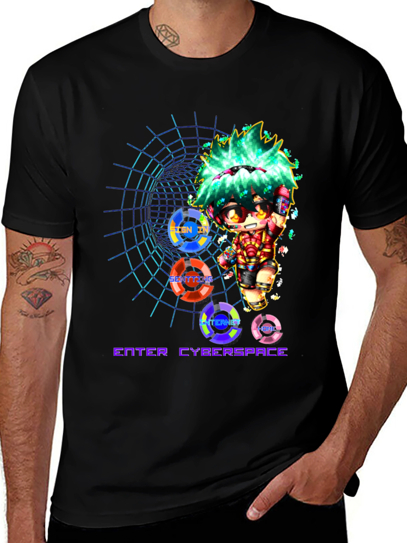 Variant 15 of Enter Cyberspace Graphic Tee - Black