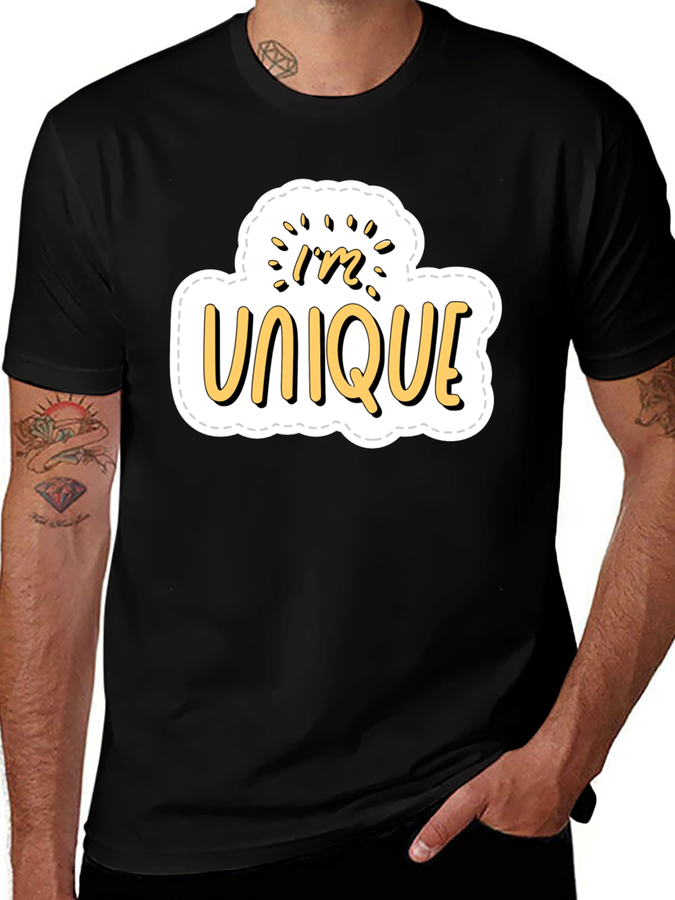 Variant 27 of I'm Unique Graphic Tee - Stylish Black Cotton T-Shirt