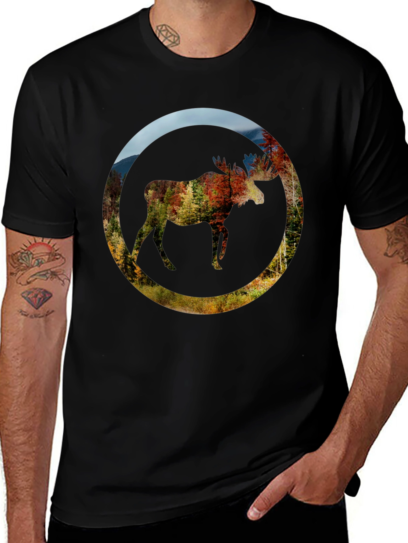 Variant 17 of Nature Moose Graphic Black T-Shirt
