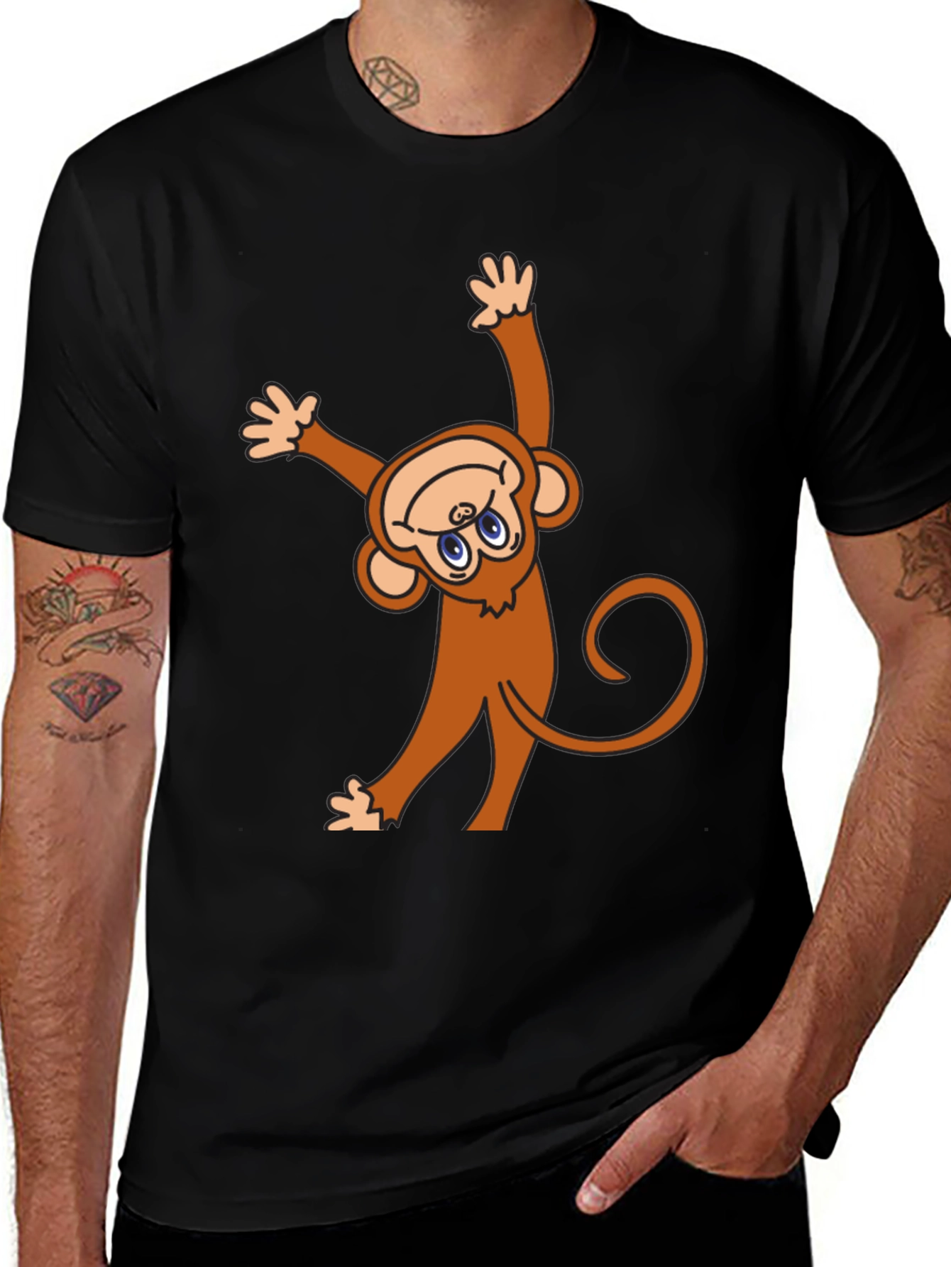 Variant 18 of Fun Monkey Graphic Black T-Shirt