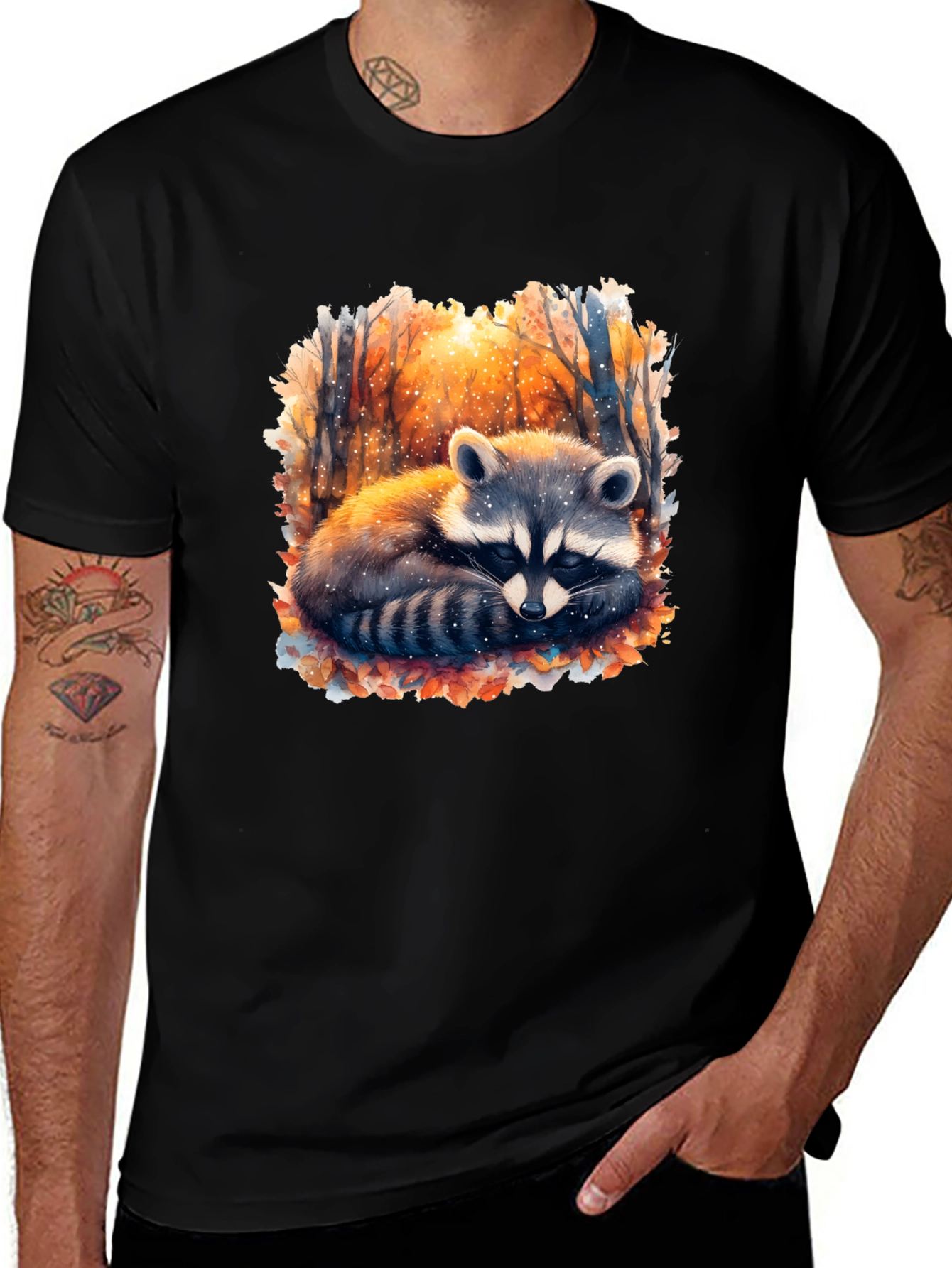 Variant 10 of Cozy Raccoon Forest Tee
