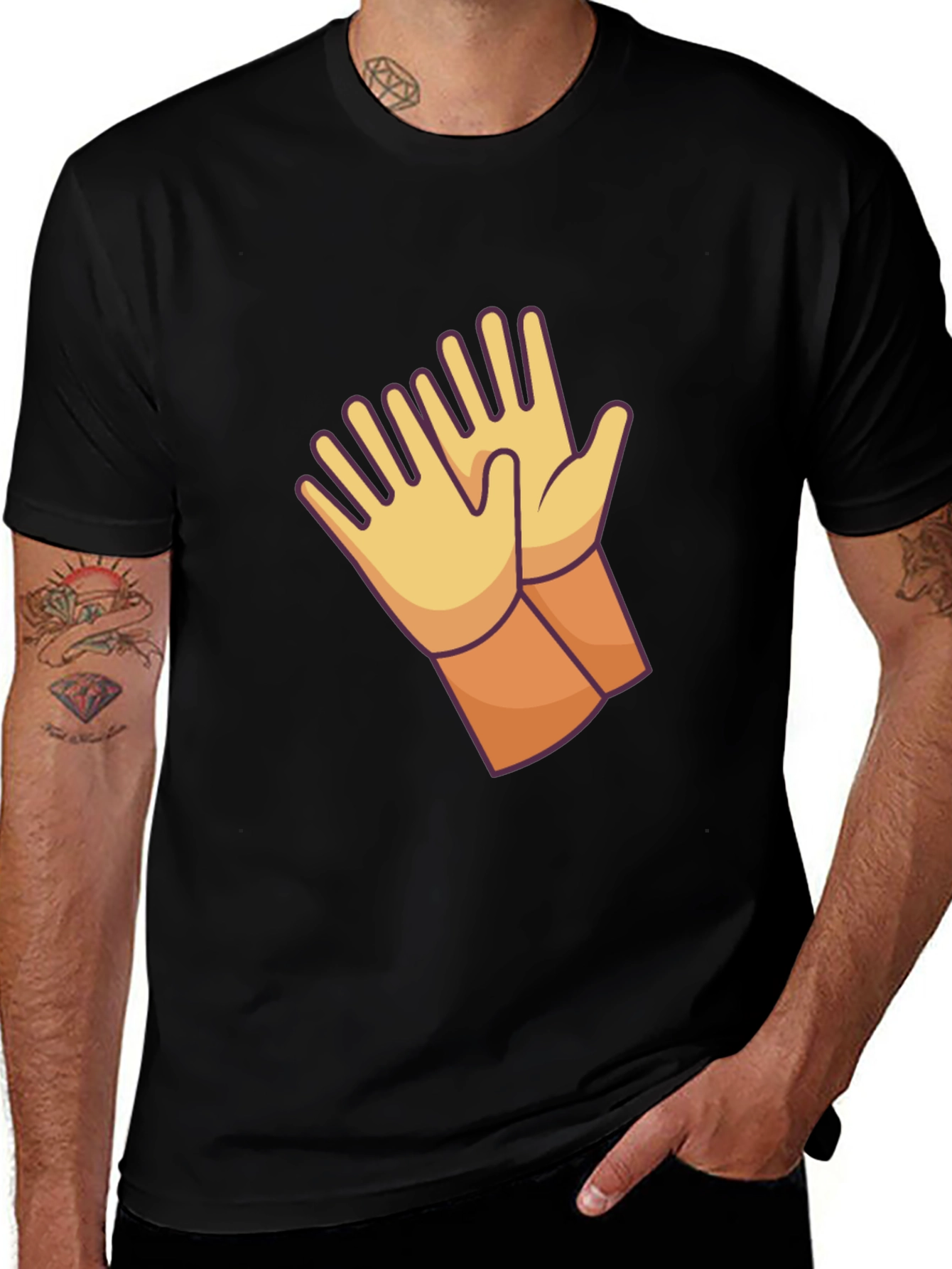 Variant 3 of Gloves Graphic Black T-Shirt